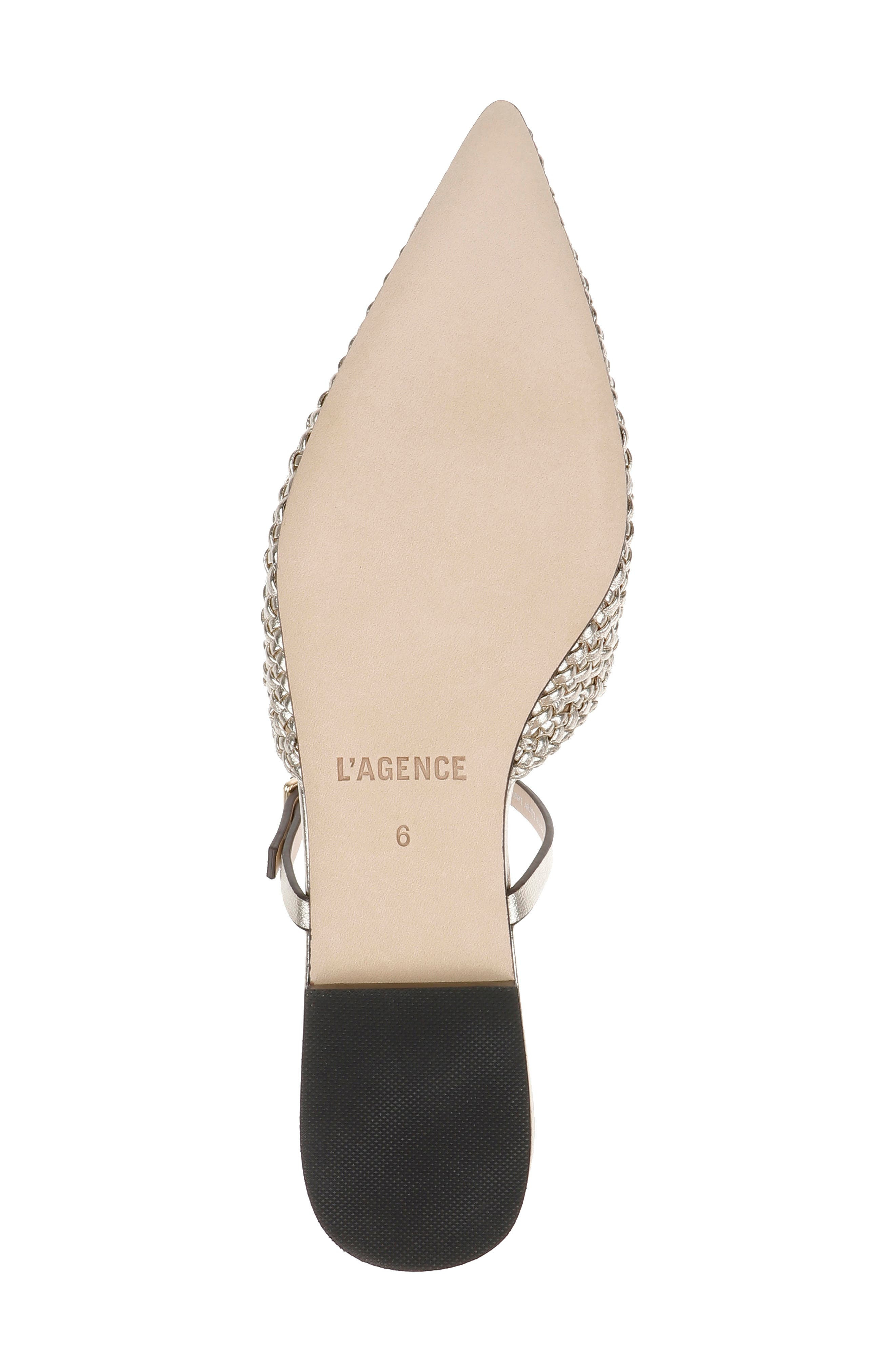 L'AGENCE Jacklyn Mary Jane Pointed Cap Toe Mule in Gold Leather at Nordstrom - 5