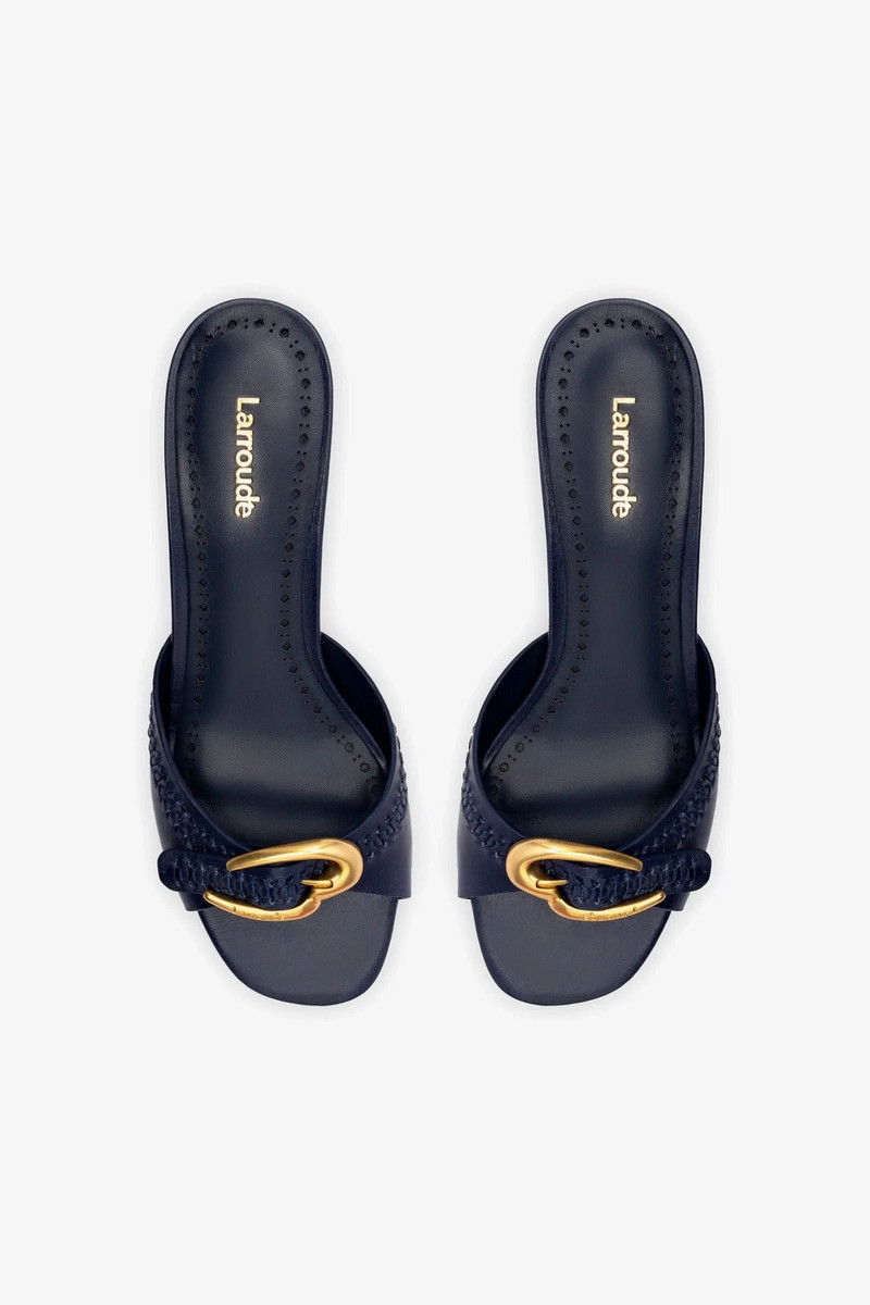 Verona Mule In Navy Leather 7