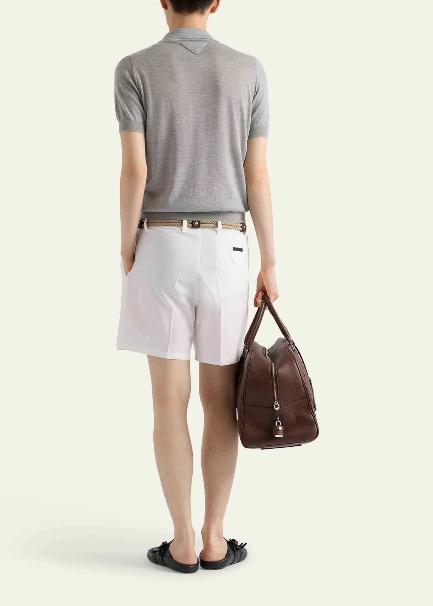 Men's Cashmere and Silk Knit Short-Sleeve Polo Sweater - 3