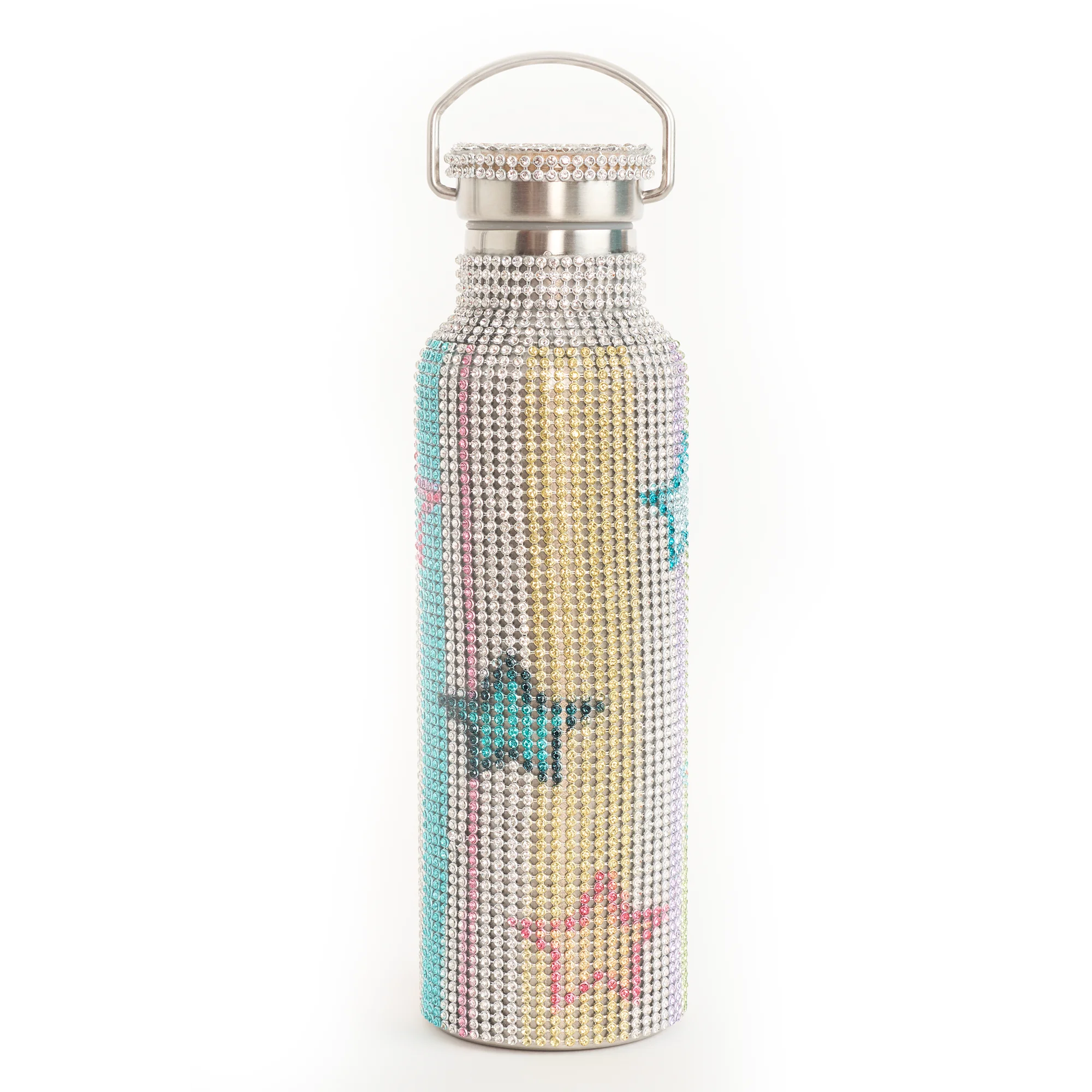 STAR STRIPE MULTI RHINESTONE WATER BOTTLE - 1
