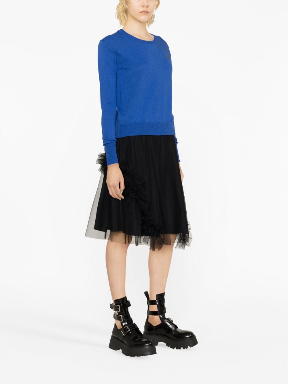 Orb-embroidered cotton-cashmere jumper - 3