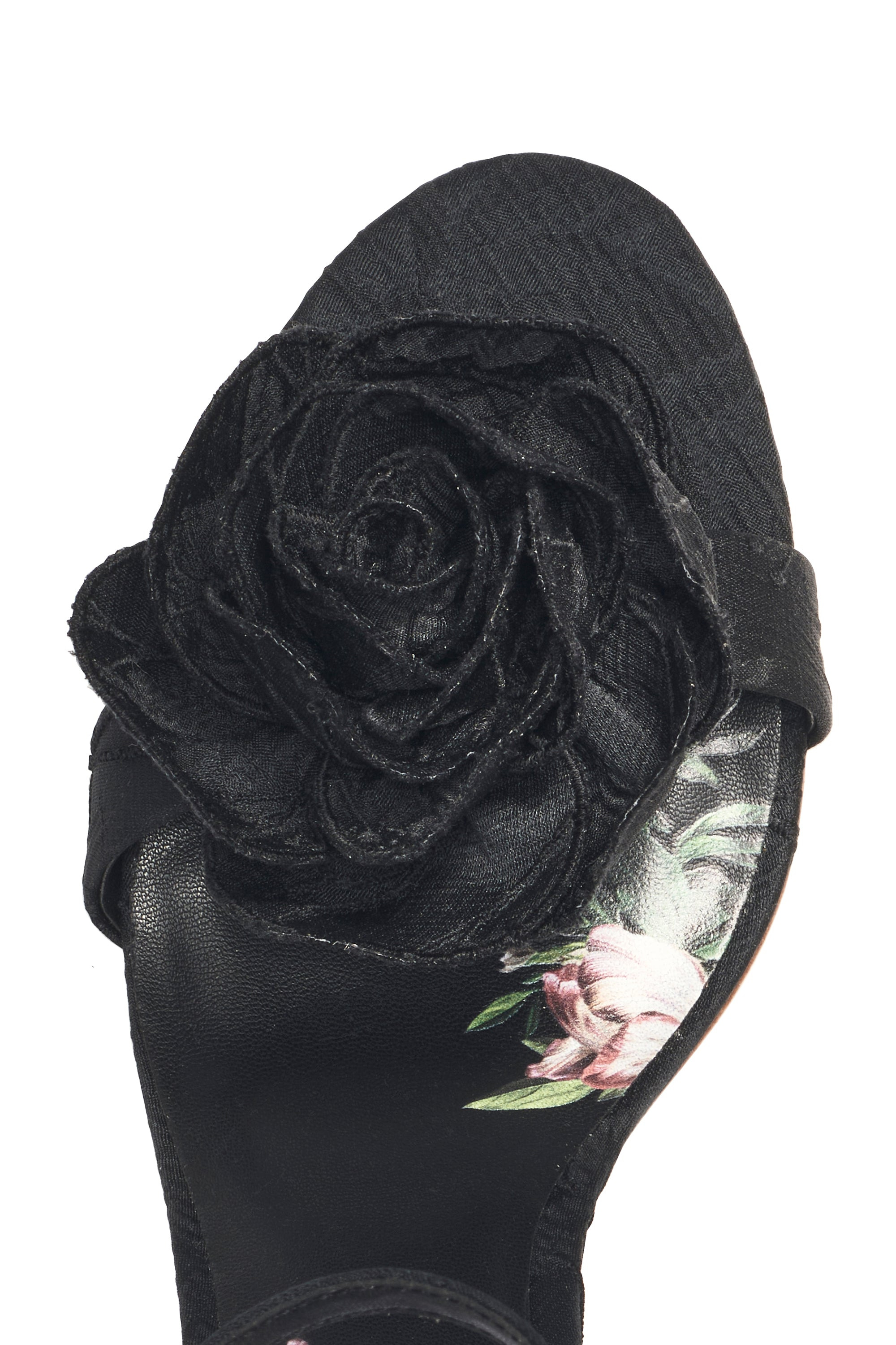 CHELSEA WITH ROSE OPEN TOE - BLACK - 3