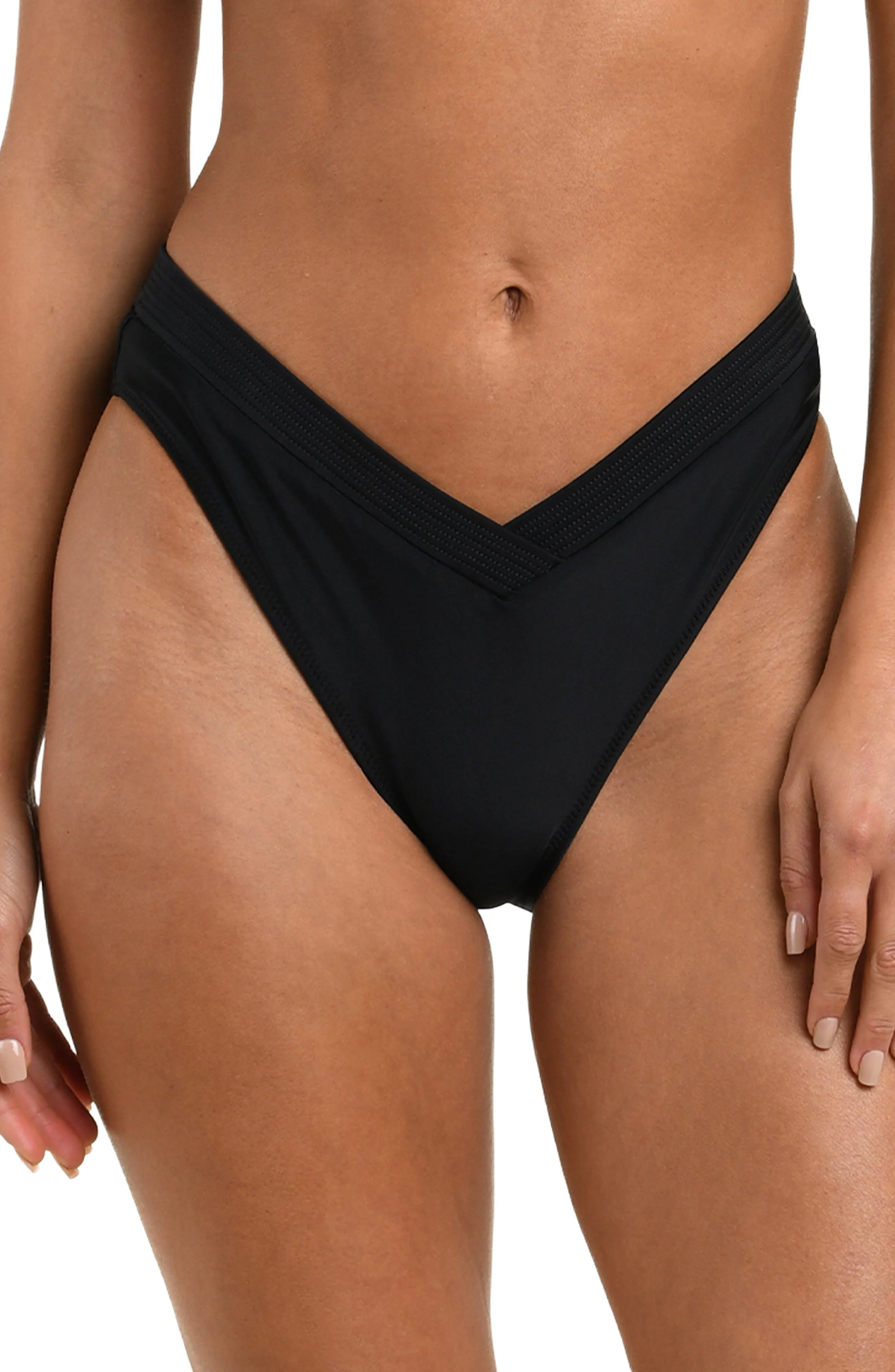 L'AGENCE Ashleigh V-Cut High Leg Bikini Bottoms in Black at Nordstrom - 1