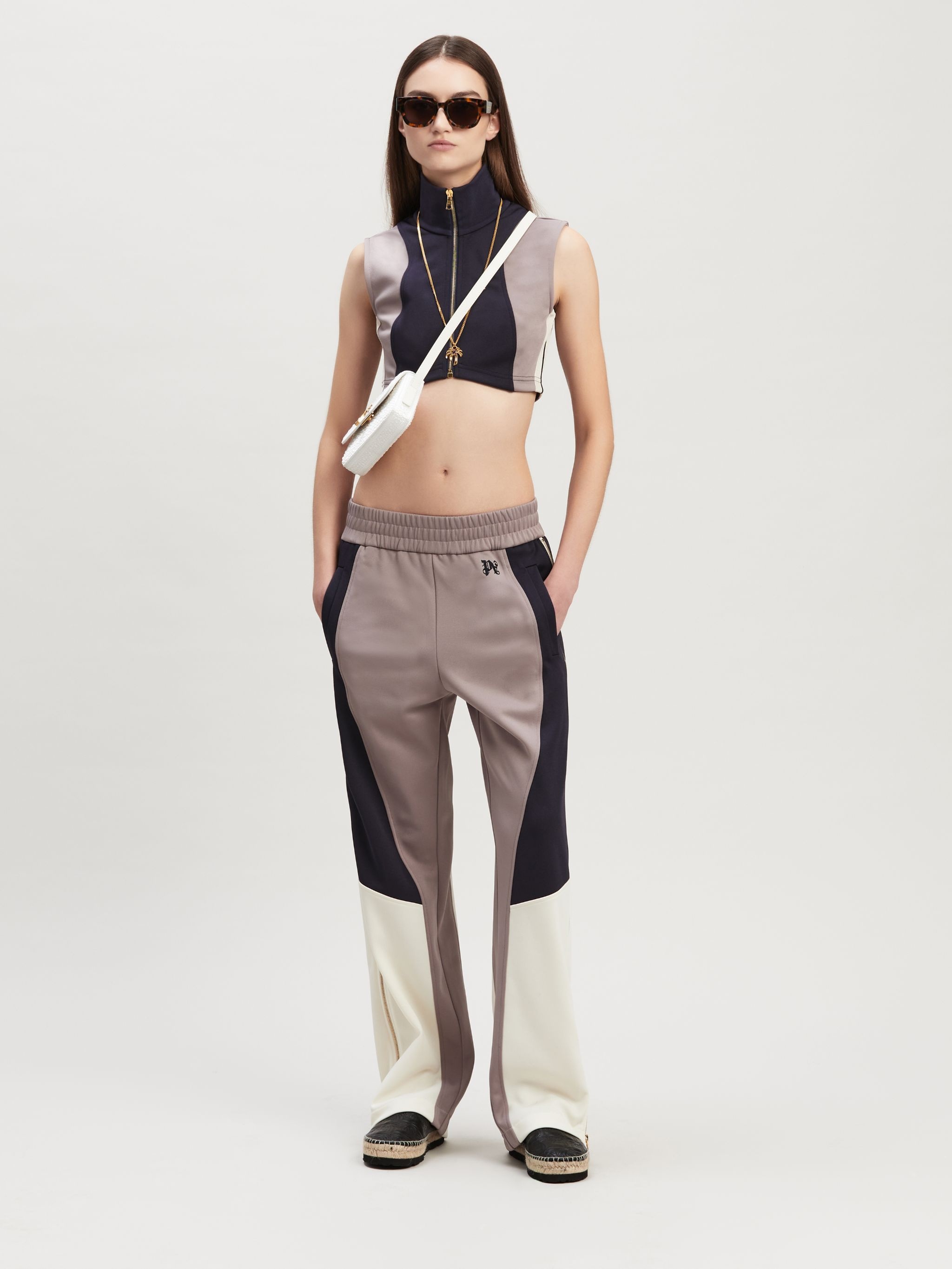 Monogram Colorblock Cropped Track Vest - 2