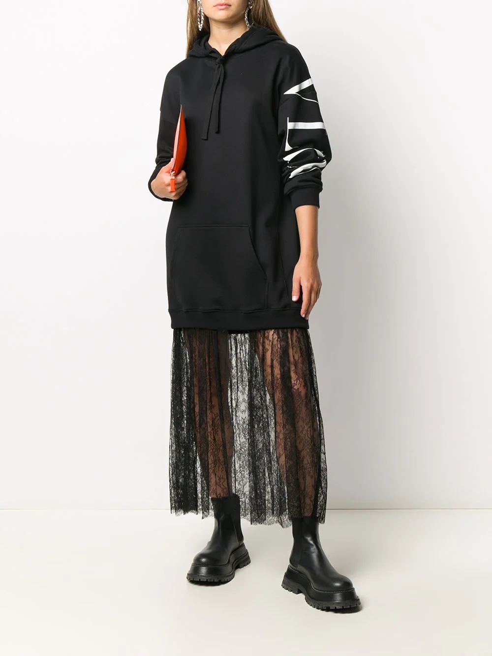 VLTN lace hoodie dress - 2