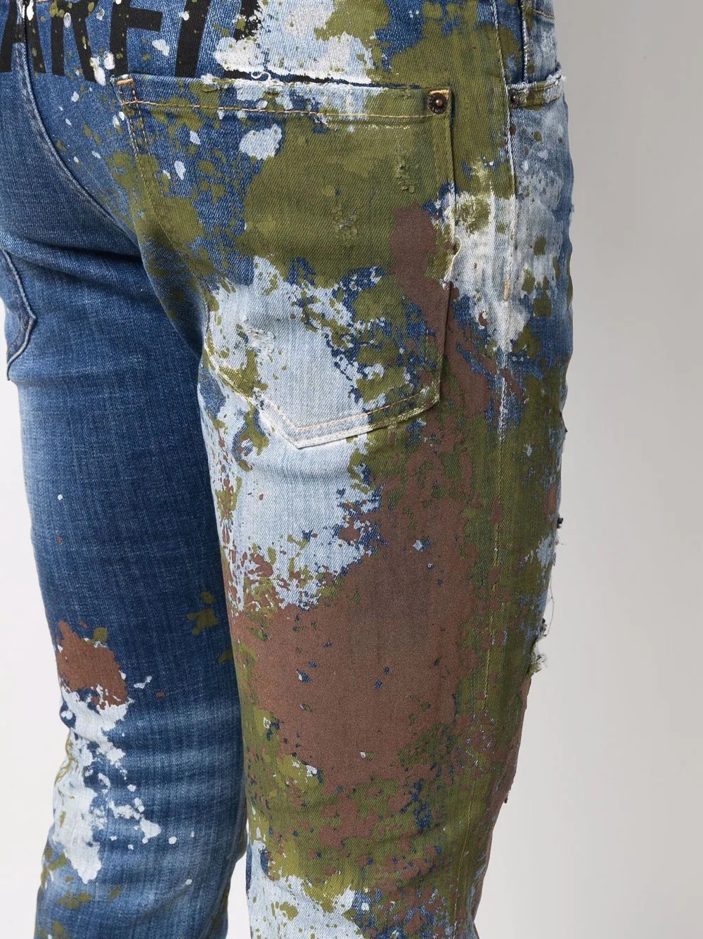 paint splatter-effect slim-fit jeans - 5