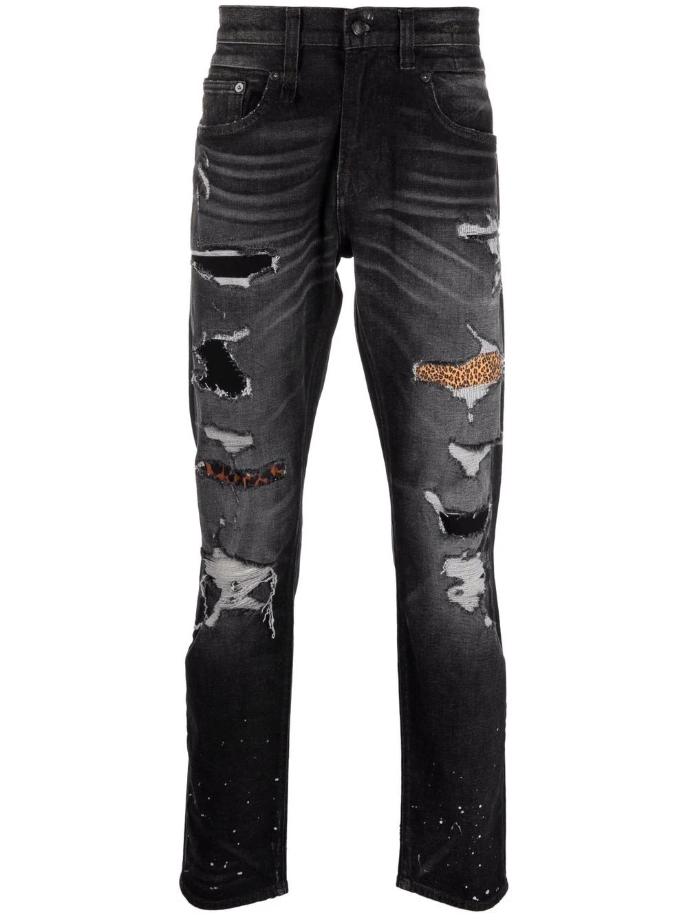 distressed-finish straight-leg jeans - 1