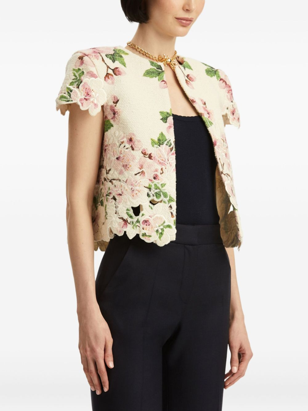 floral-embroidered cropped jacket - 5