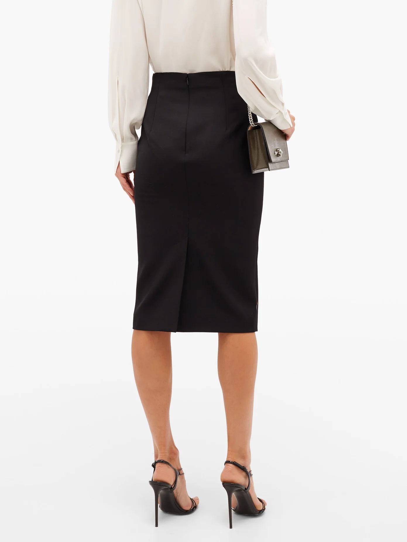 Wool-serge pencil skirt - 5