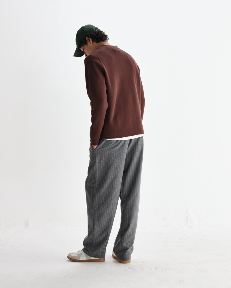 Carter - Brown Open Collar Milano Knit Polo 6