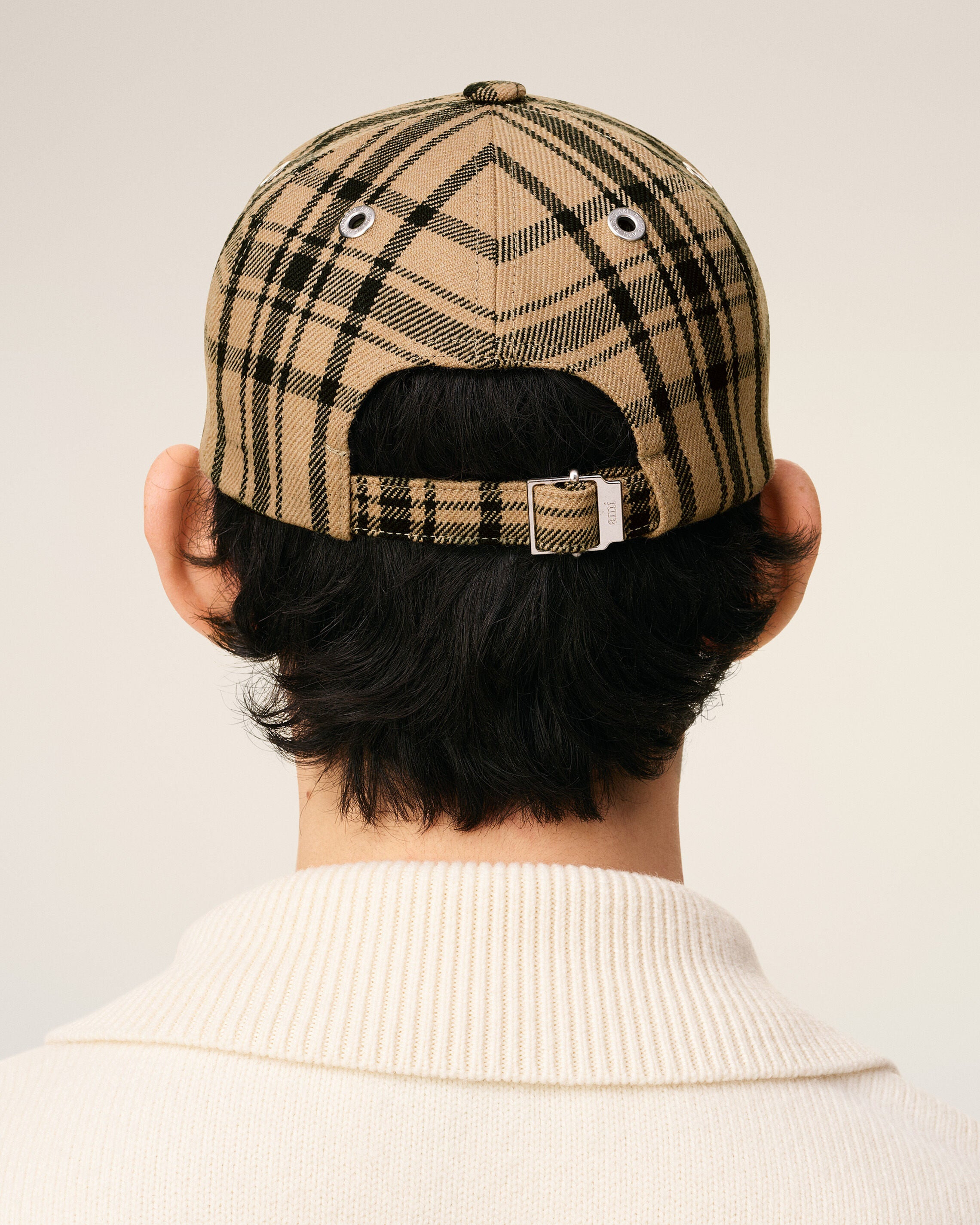 BROWN WOOL CHECKED PATCH CAP - 6