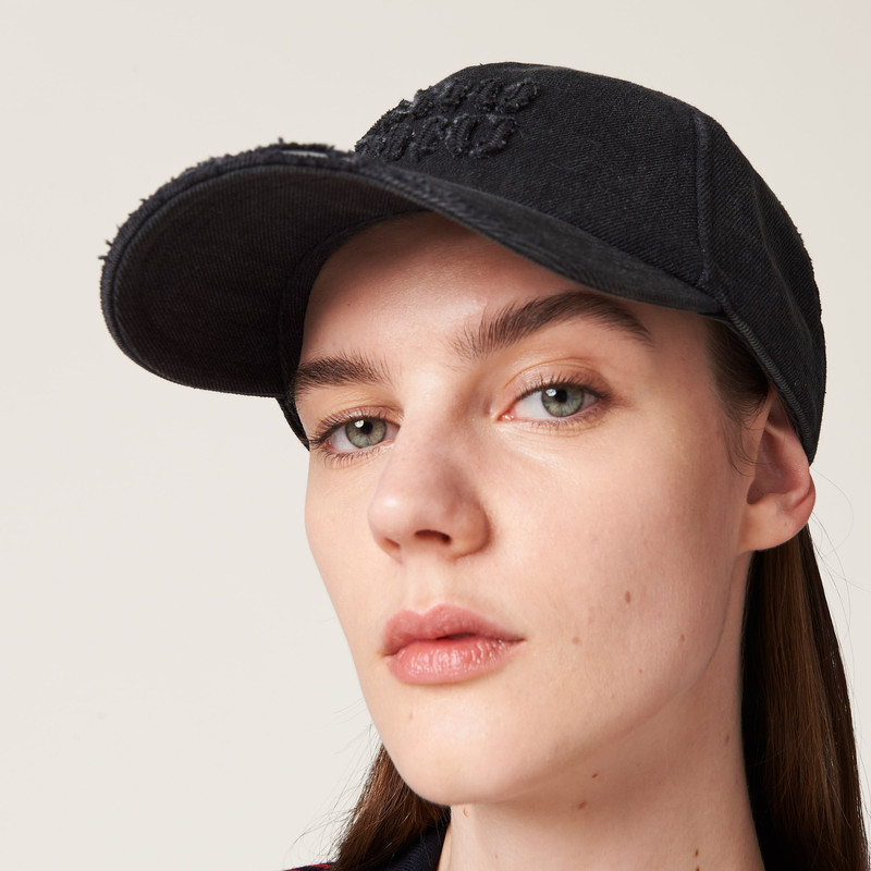 Miu Miu Denim baseball cap outlook