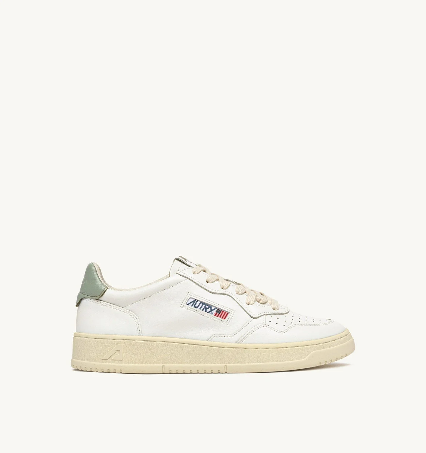 MEDALIST LOW SNEAKERS IN WHITE AND SEA GRASS LEATHER - 1