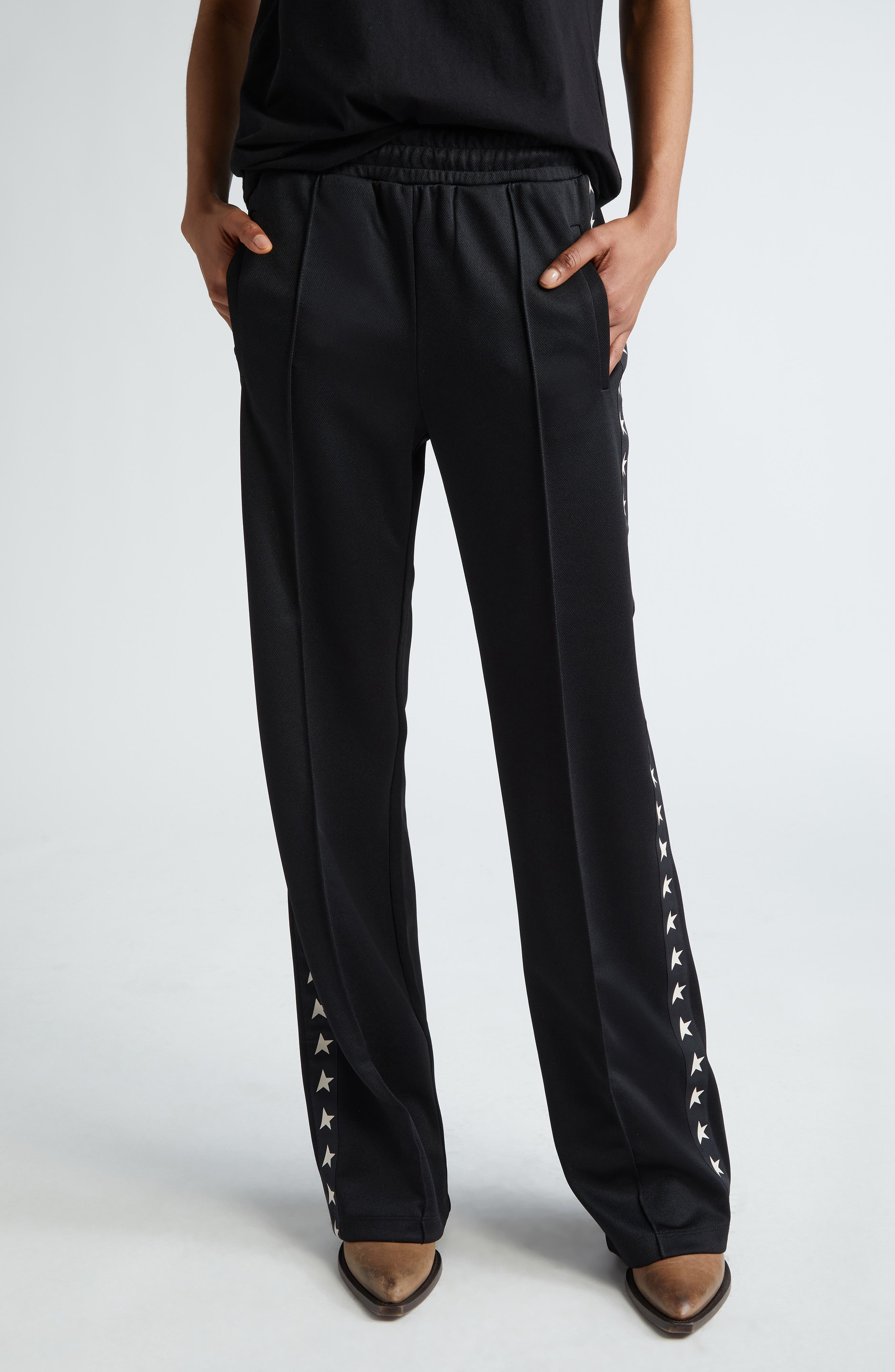 Golden Goose Dorotea Star Collection Logo Track Pants in Black/White at Nordstrom - 1
