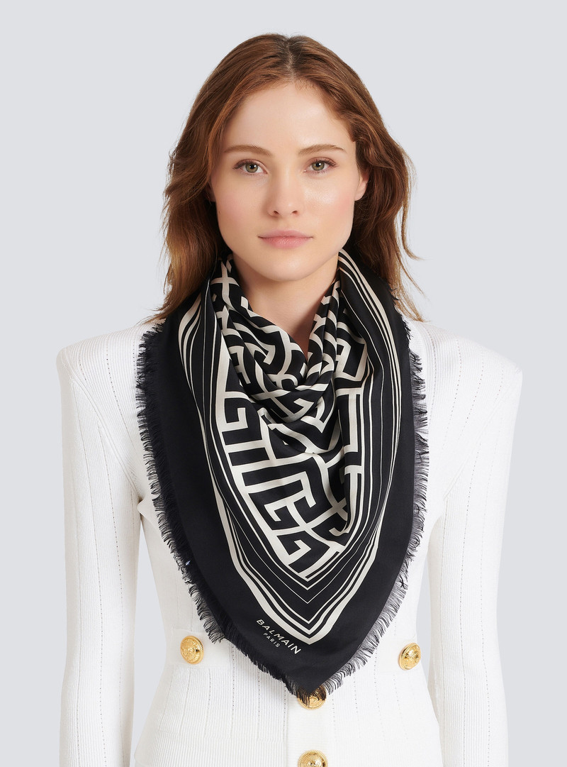 Balmain Silk monogrammed scarf outlook