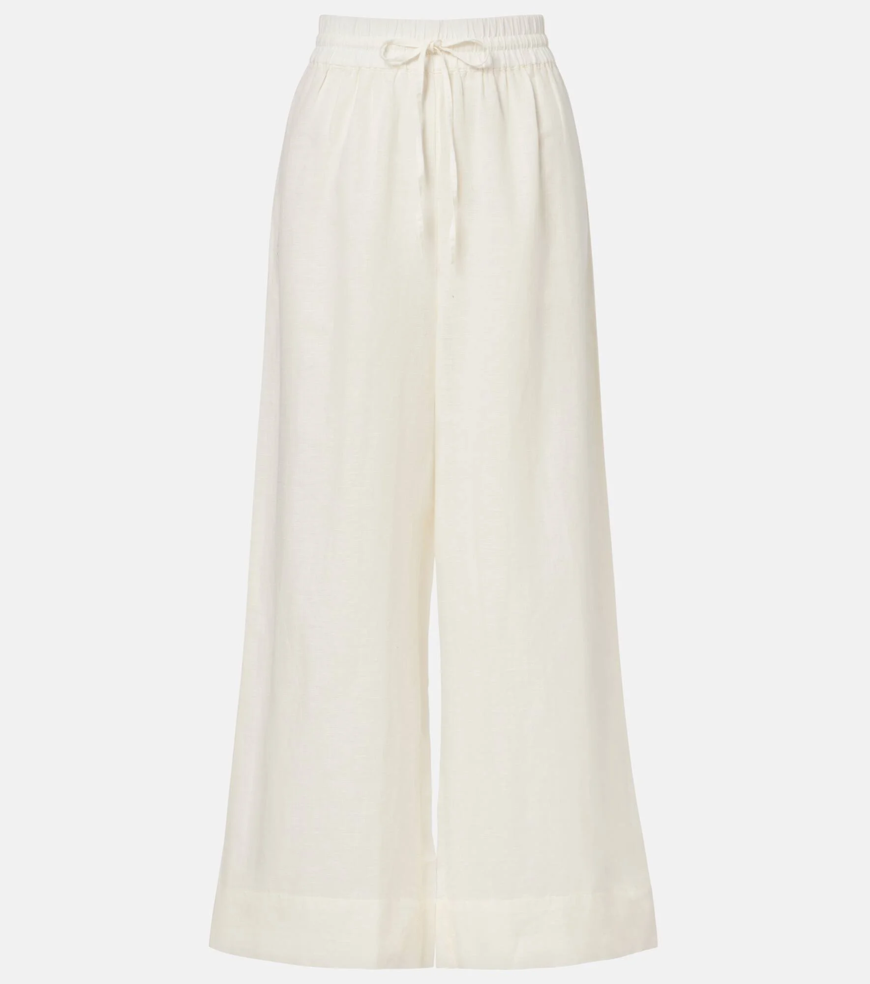 Cropped linen and cotton wide-leg pants - 1