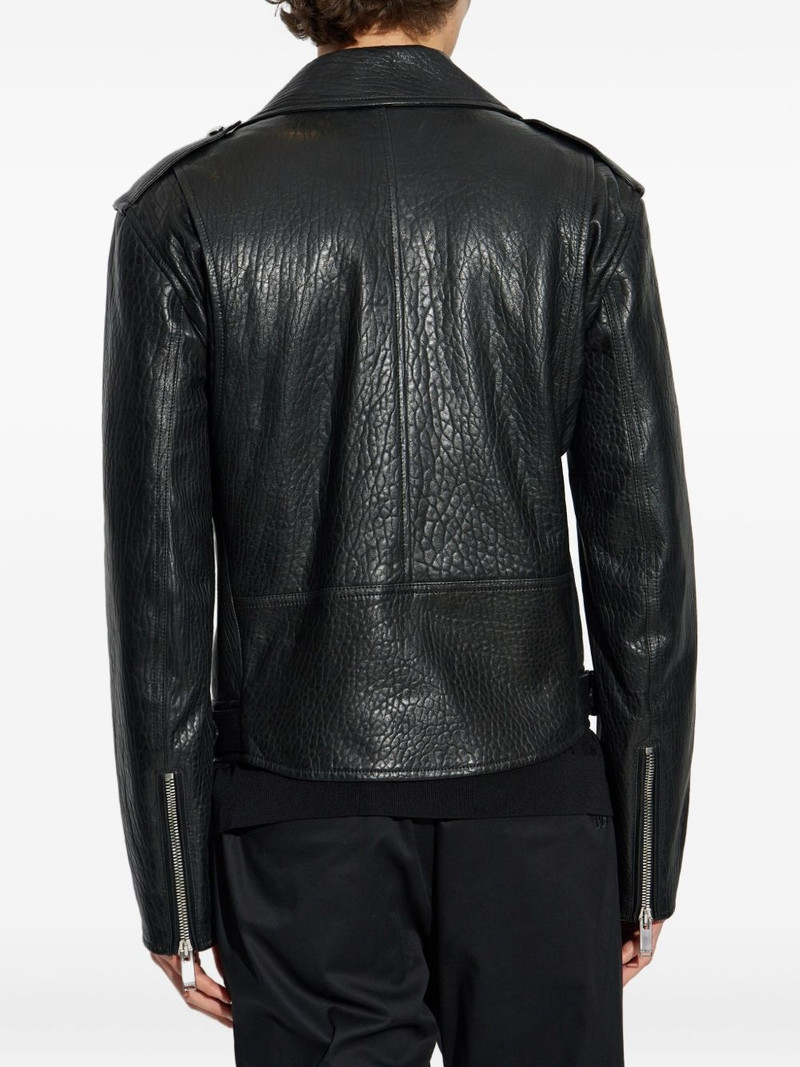 textured leather biker jacket 4