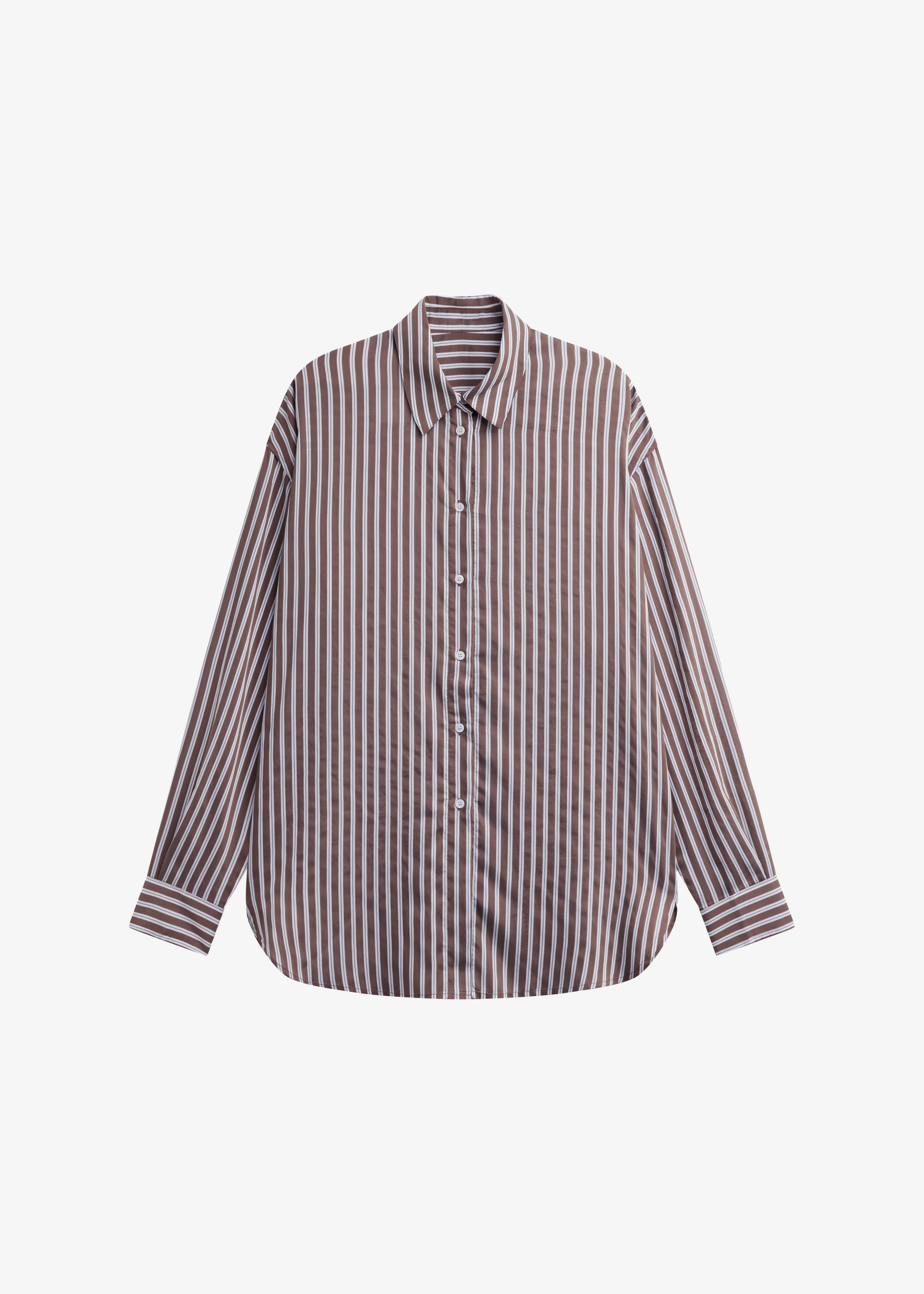 Toscane Oversized Shirt - Brown/White Stripe - 1