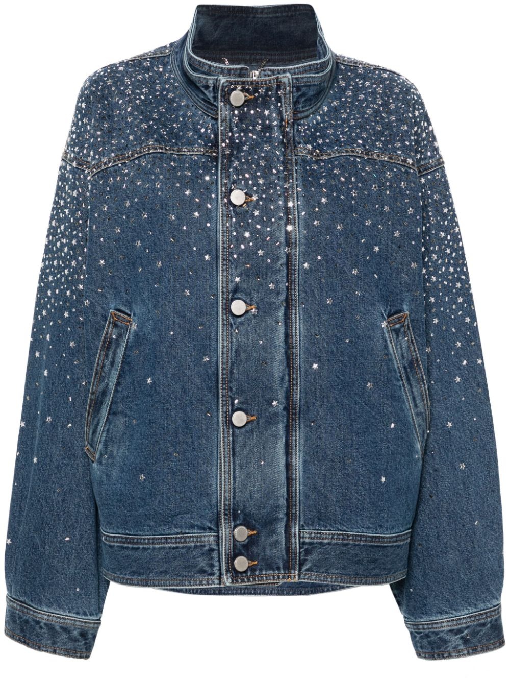 crystal-embellished denim jacket - 1