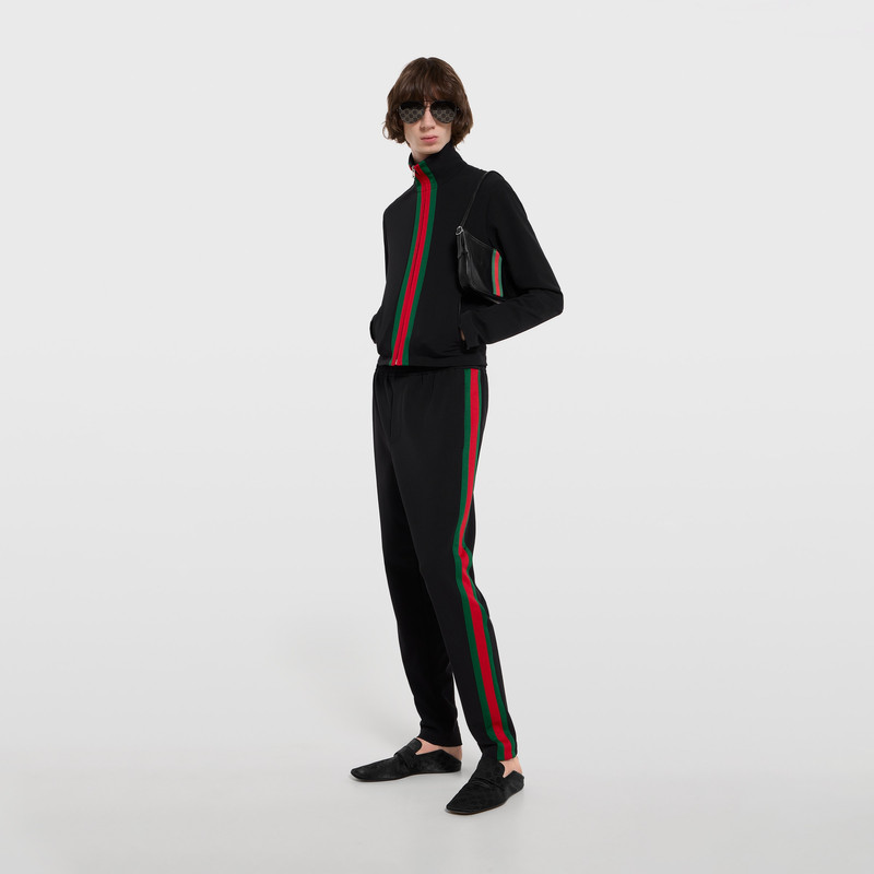 GUCCI Stretch nylon zip jacket with Web outlook