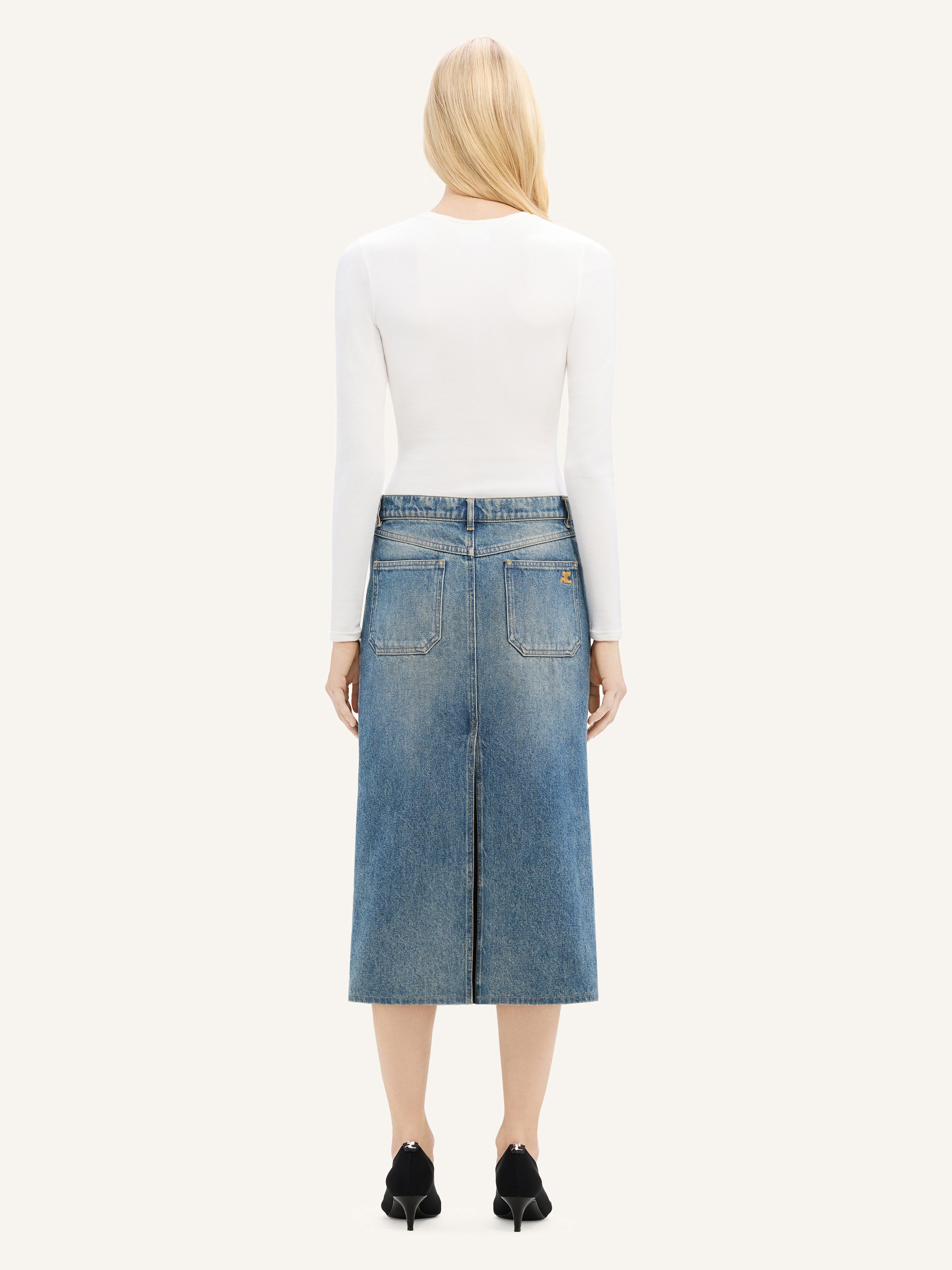 2-POCKET DENIM SKIRT - 4