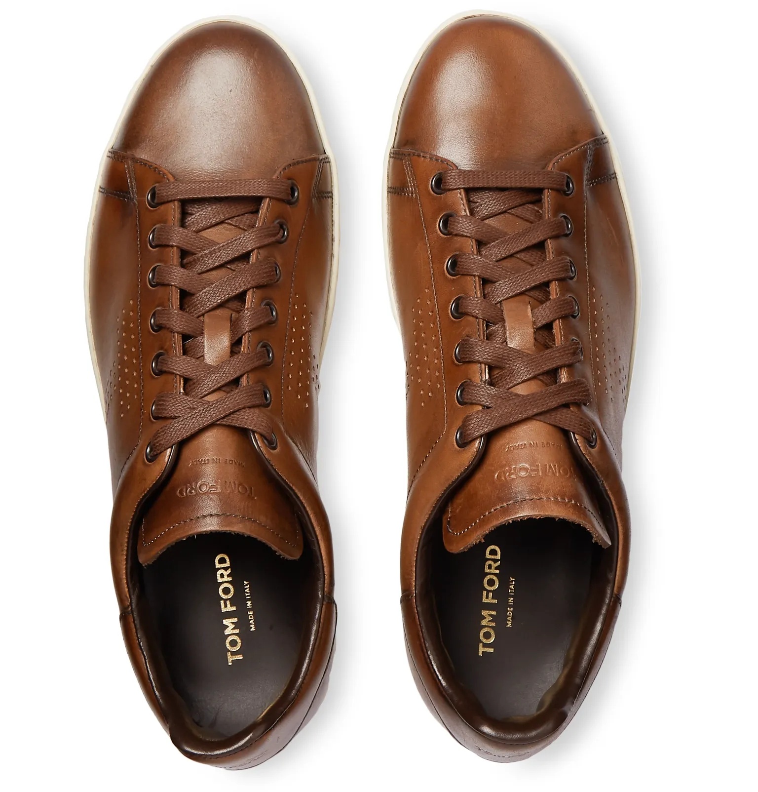 Warwick Burnished-Leather Sneakers - 16