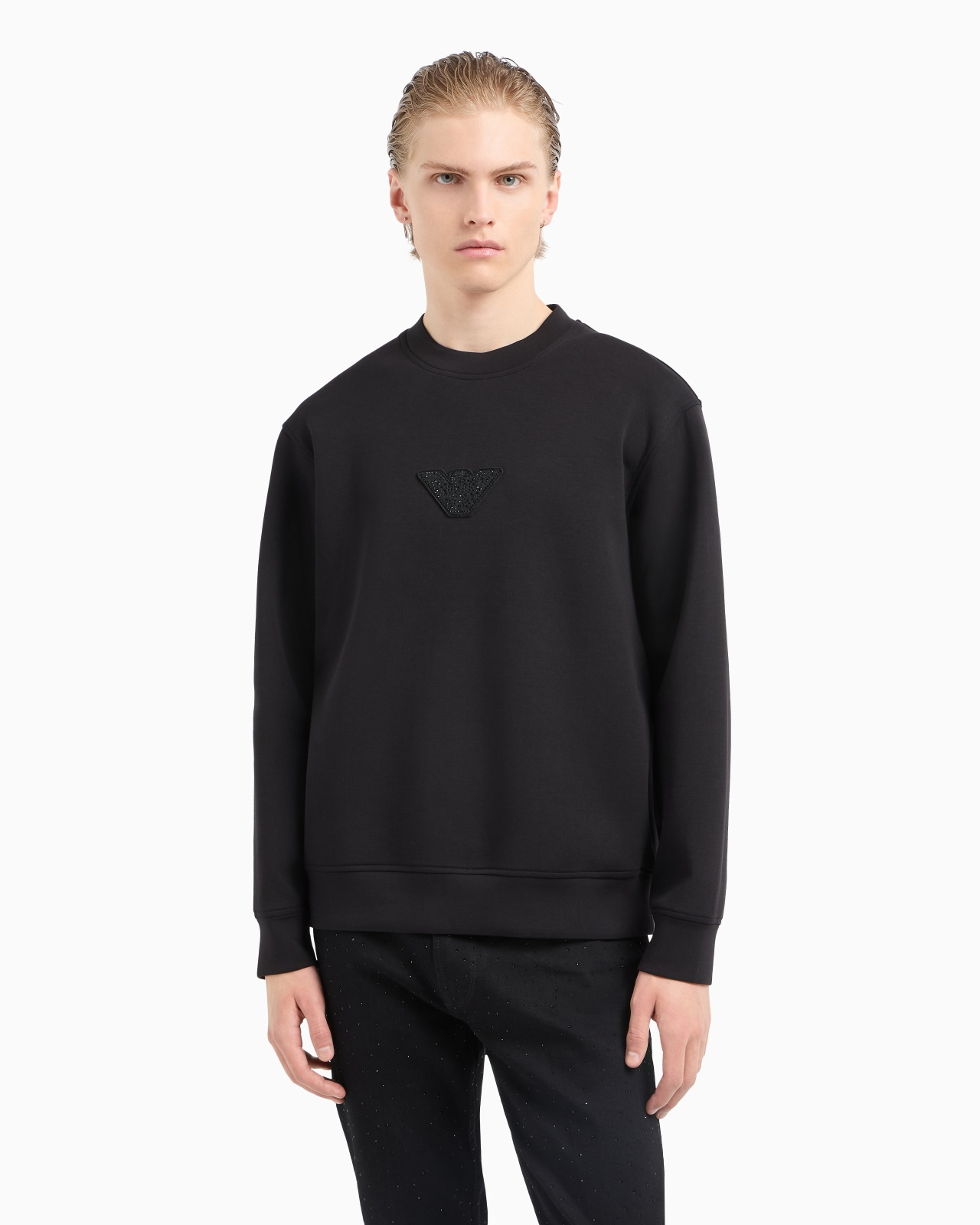 CLUBWEAR JERSEY SWEATSHIRT WITH EAGLE PATCH AND RHINESTONES - 4
