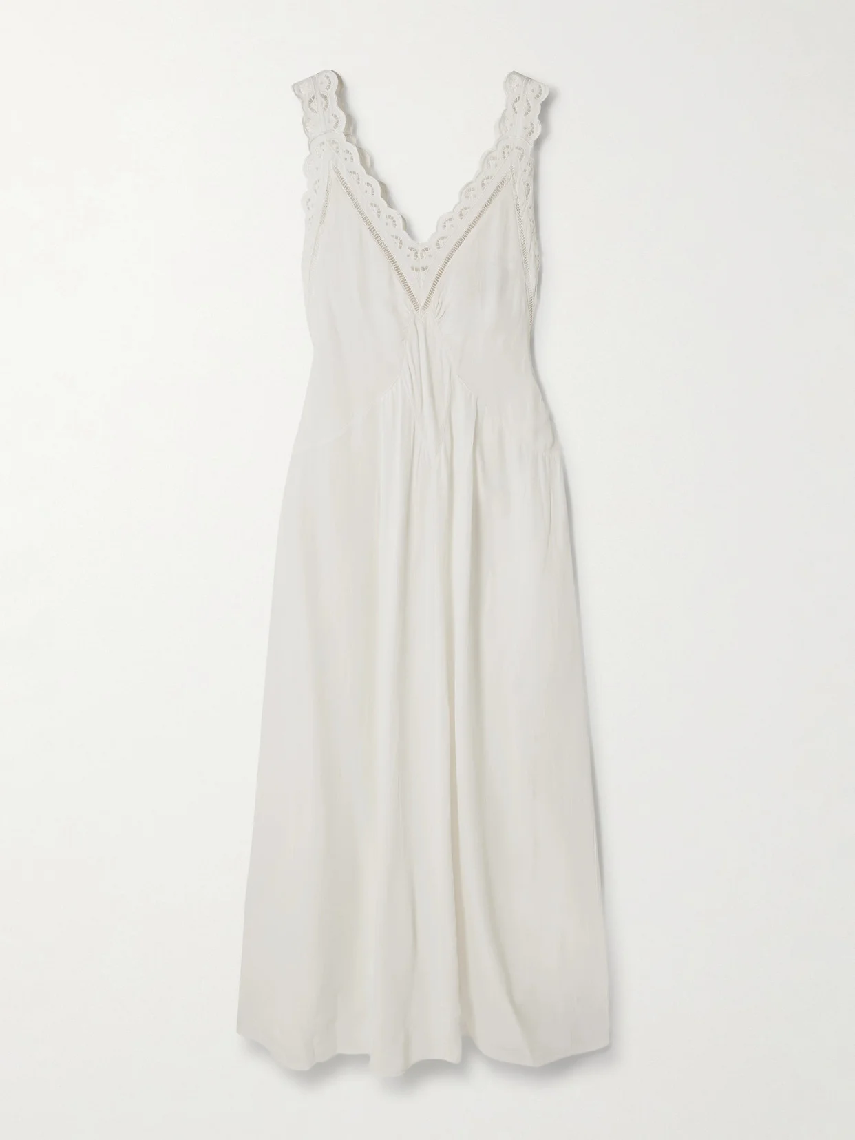 Freda Broderie Anglaise-trimmed Crepe Maxi Dress - 1