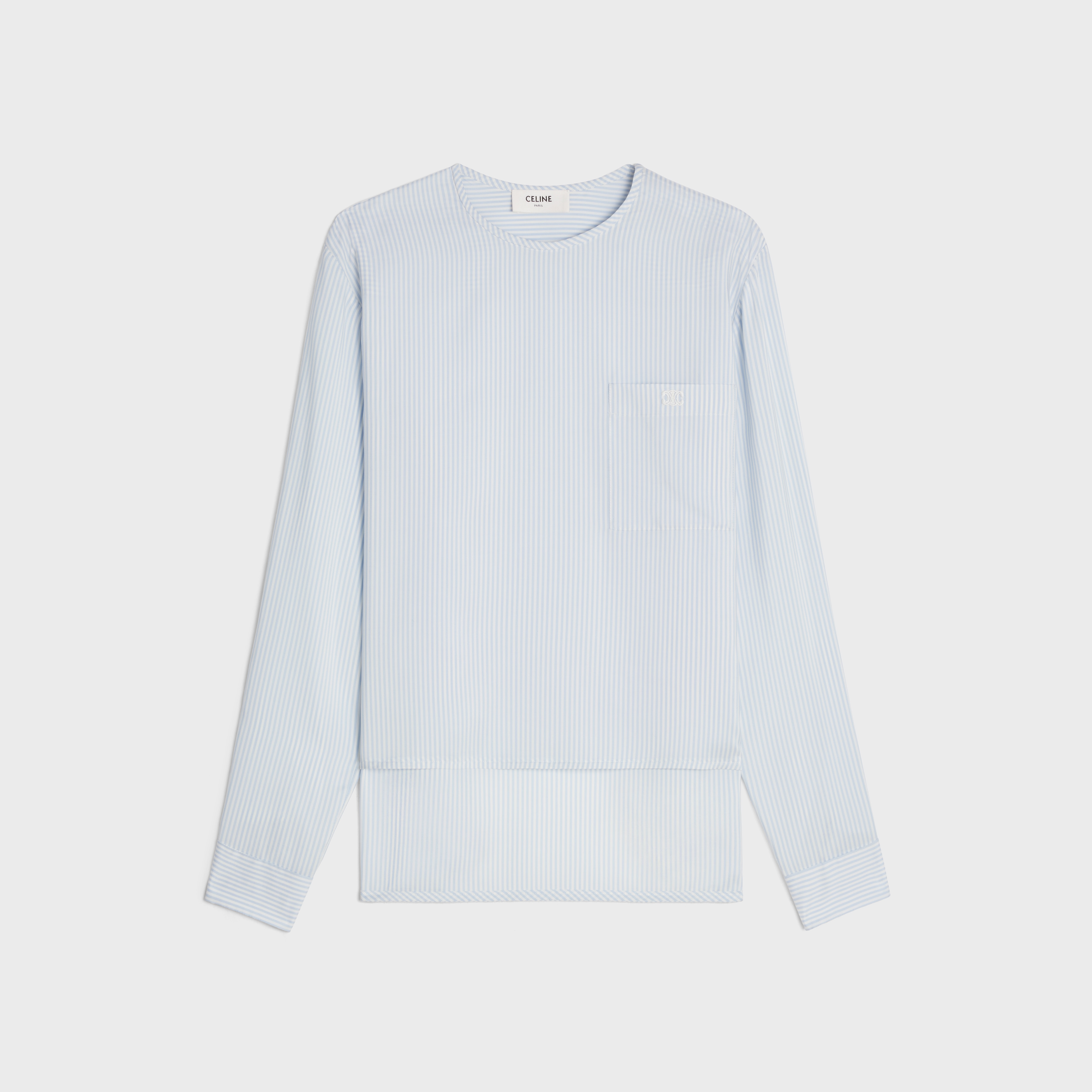 pure collar blouse in striped silk - 1