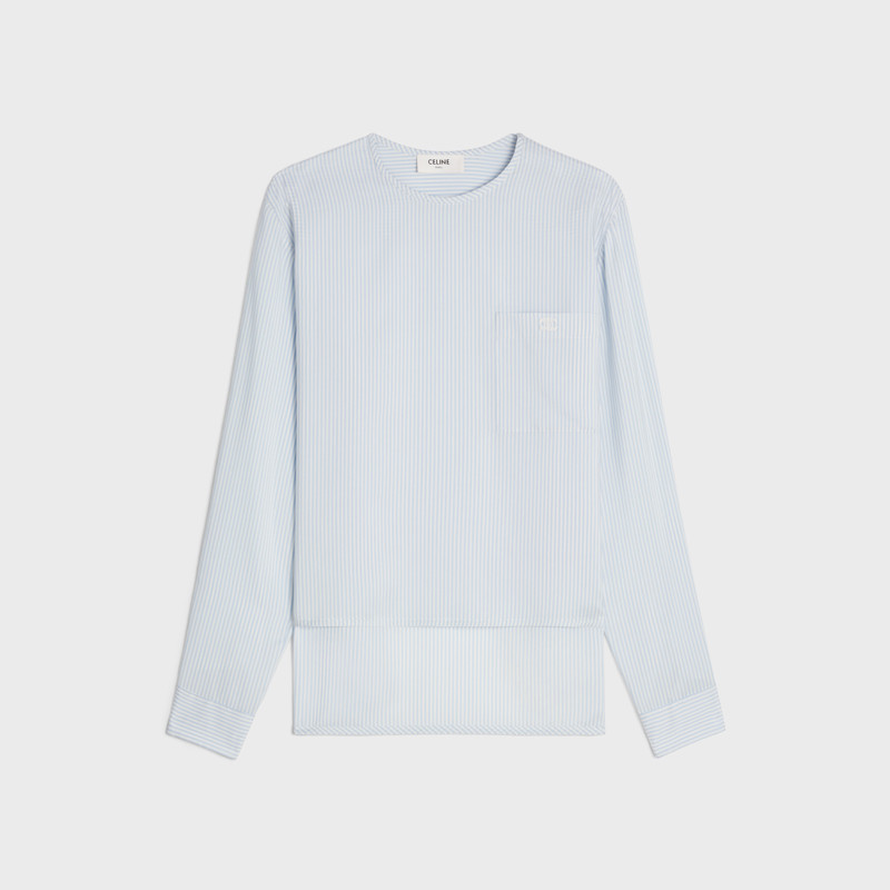 pure collar blouse in striped silk 1