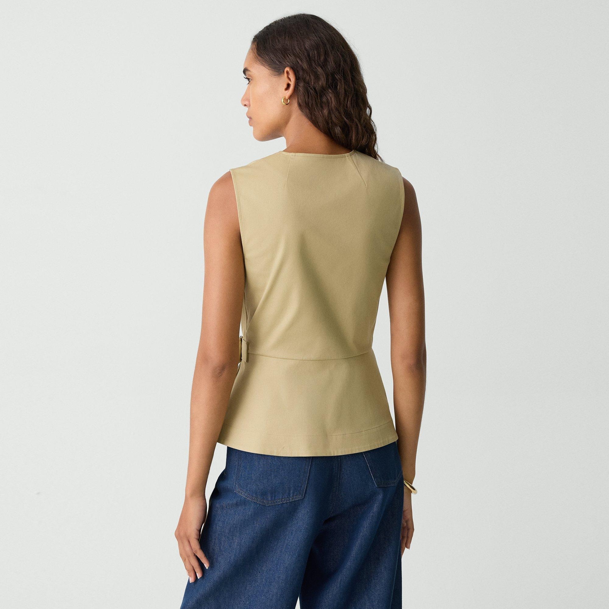 Sleeveless Wrap Top in Cotton Chino - 4
