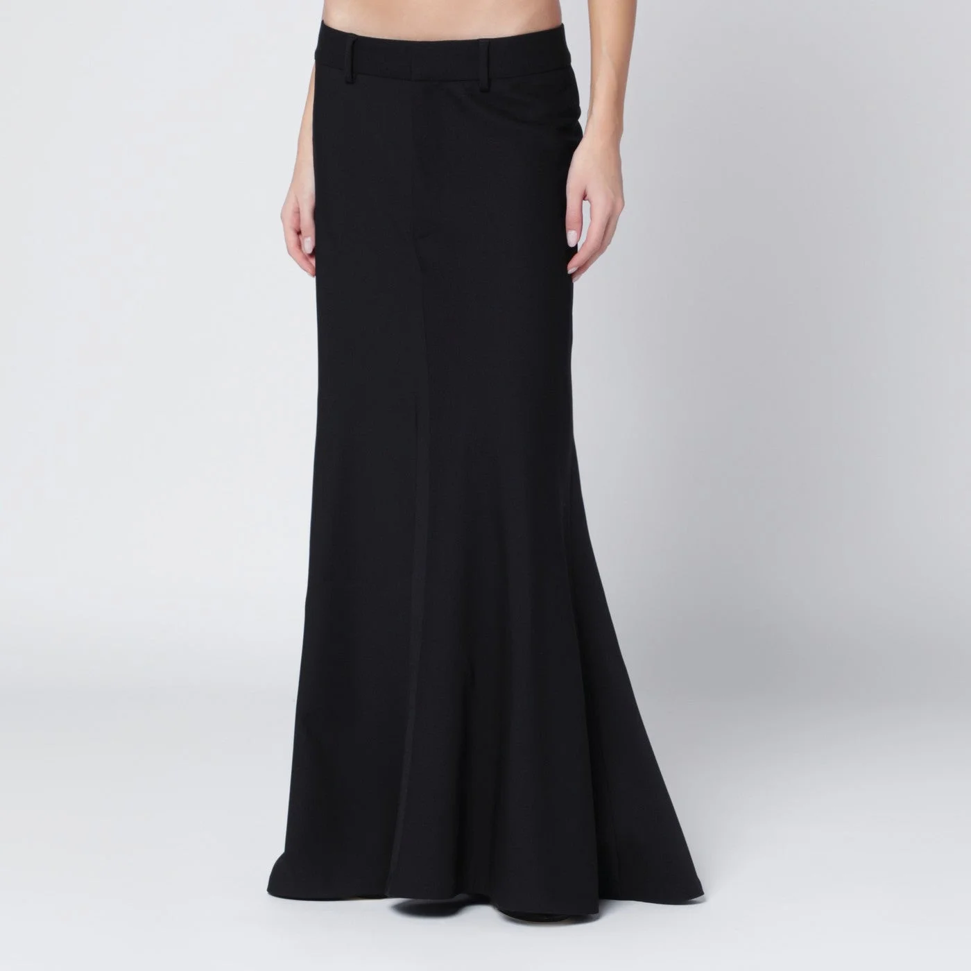 Black long wool skirt - 1