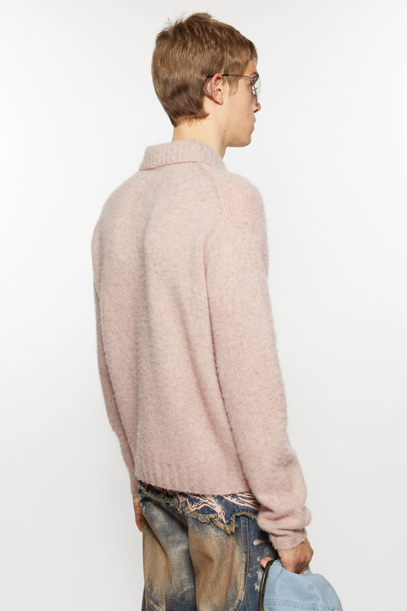 Polo wool cardigan - Pink melange 3