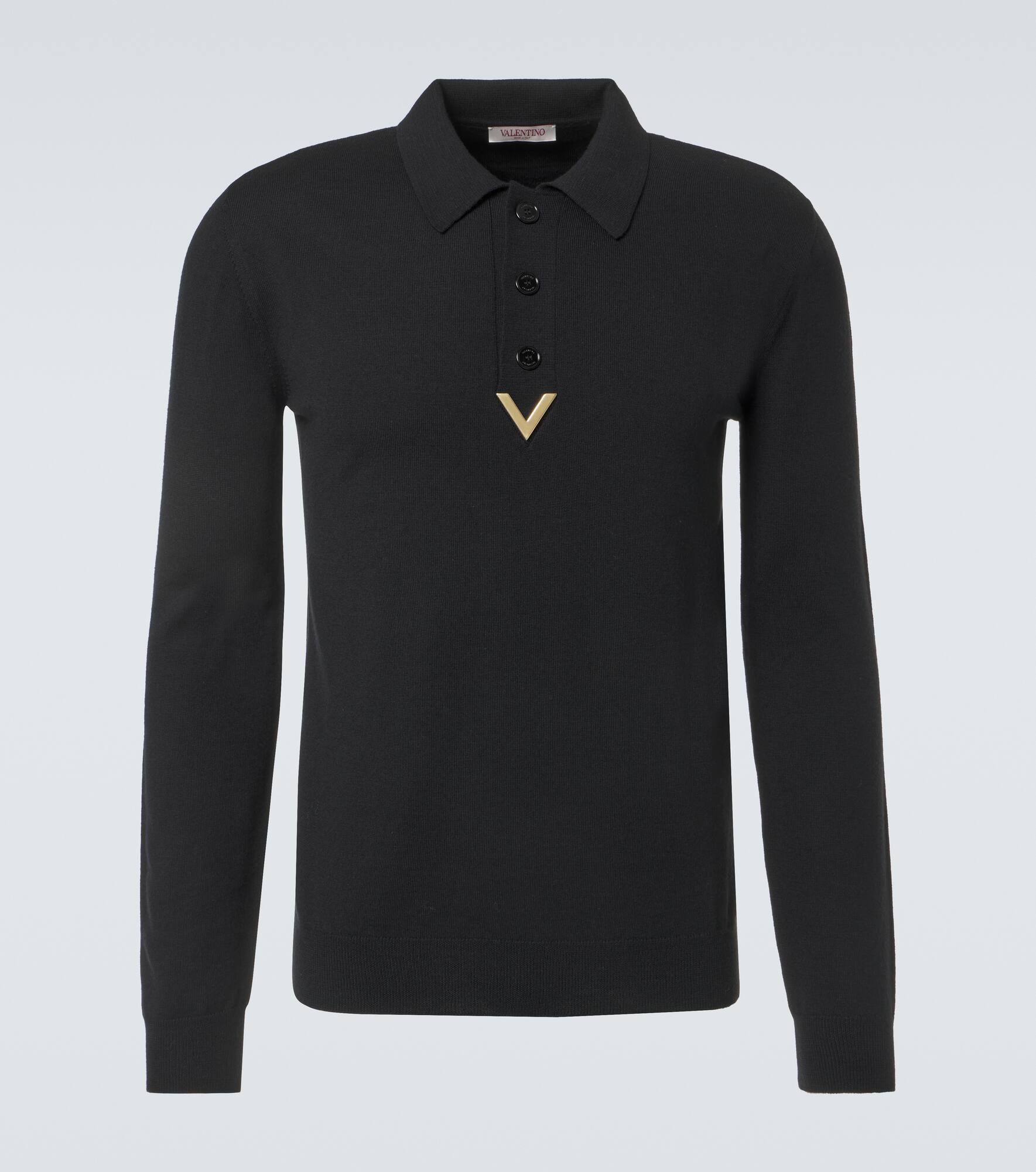 VGold wool-blend polo sweater - 1