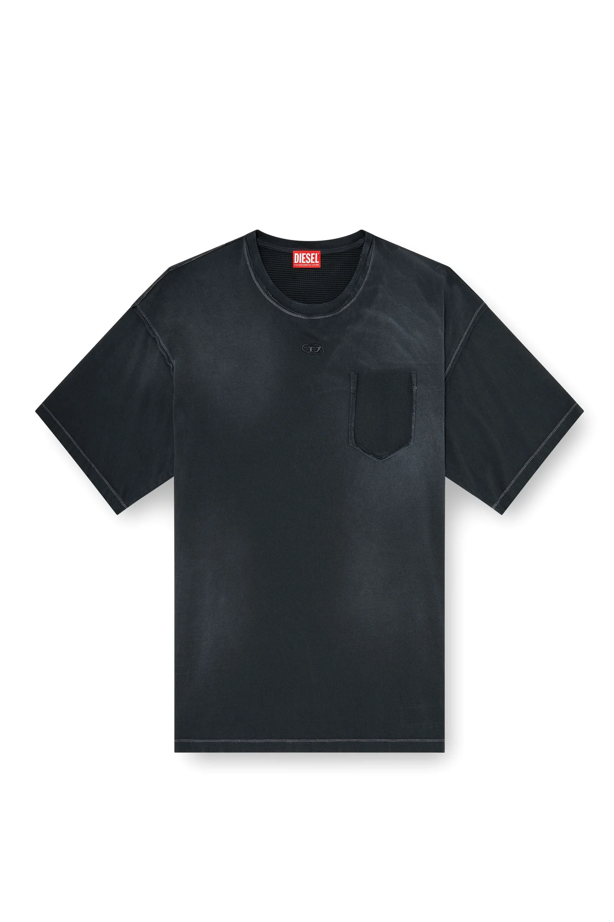 FADED T-SHIRT WITH RIPPED POCKET DETAIL - 1