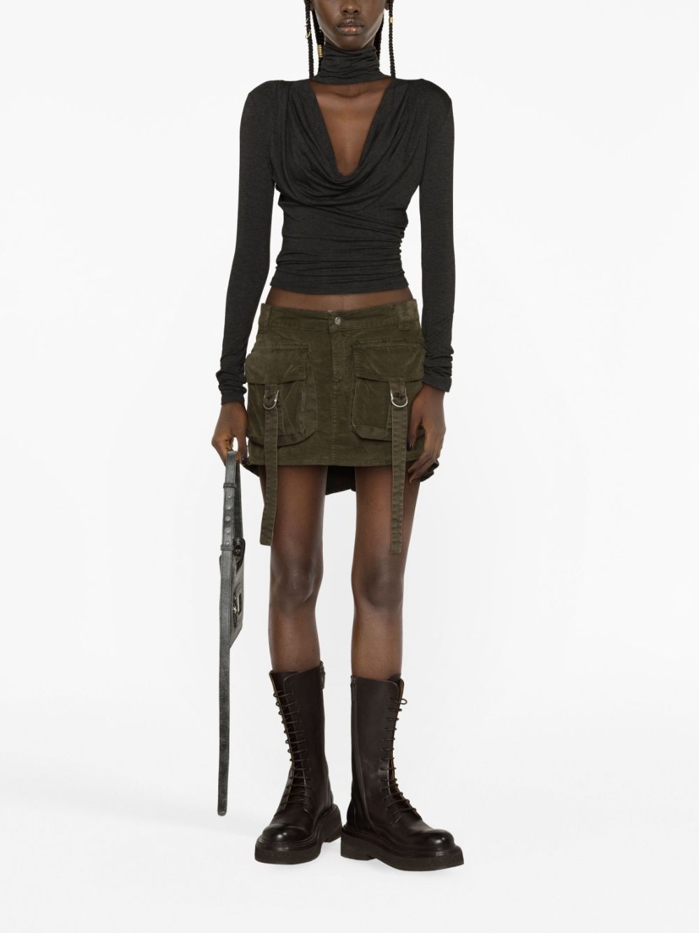 cotton-blend cargo miniskirt - 2