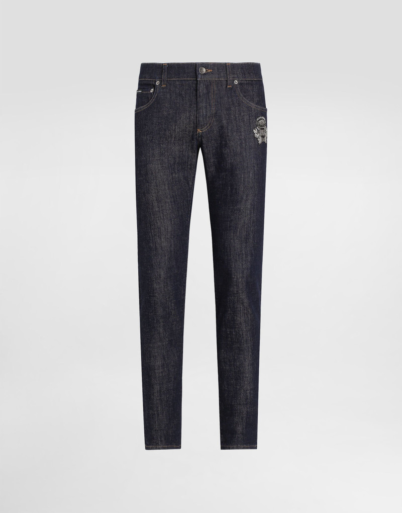 Skinny stretch cotton jeans with patch 1