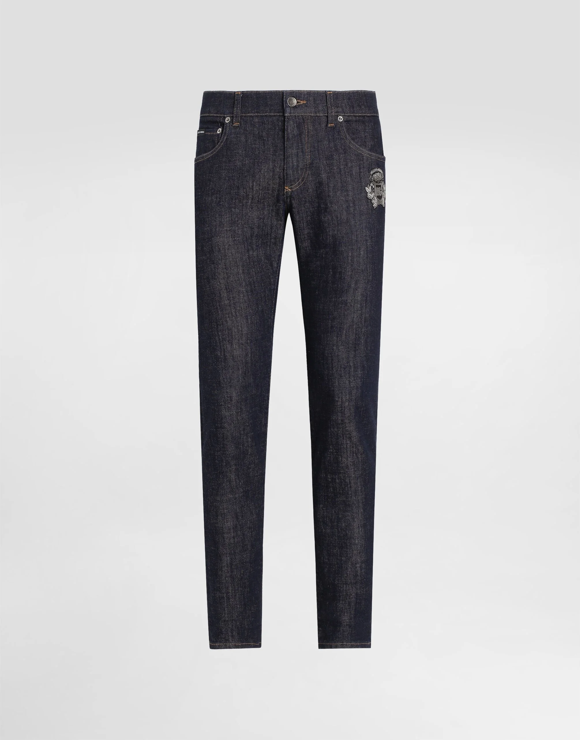 Skinny stretch cotton jeans with patch - 1