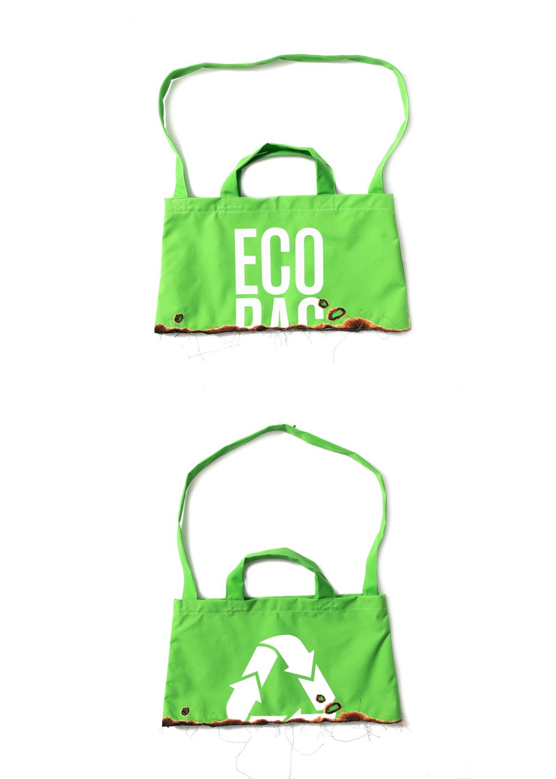 Green BURNING EMBROIDERY ECO BAG 1