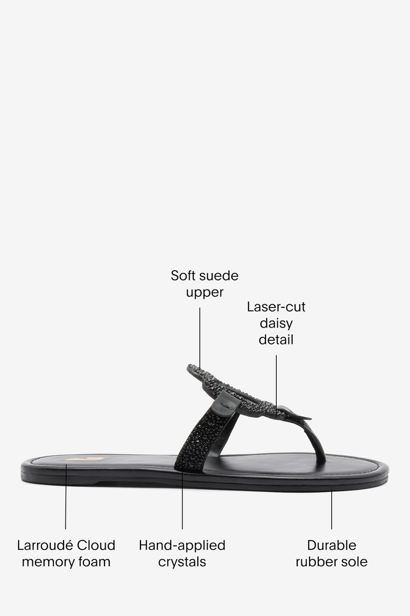 Margherita Crystal Thong Sandal Black Suede 3