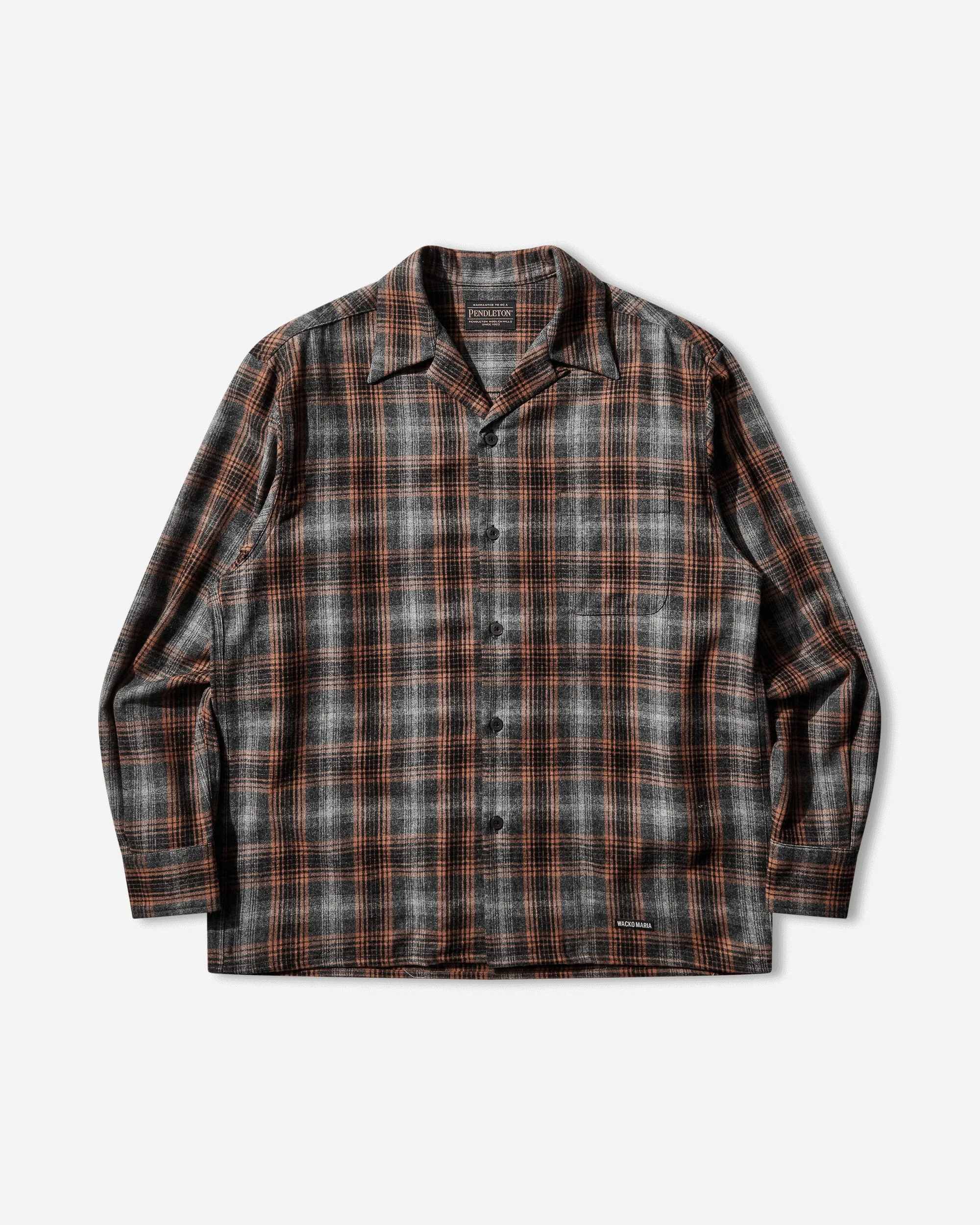 Men's Pendleton Ombre Check Open Collar Shirt Gray / Orange - 1
