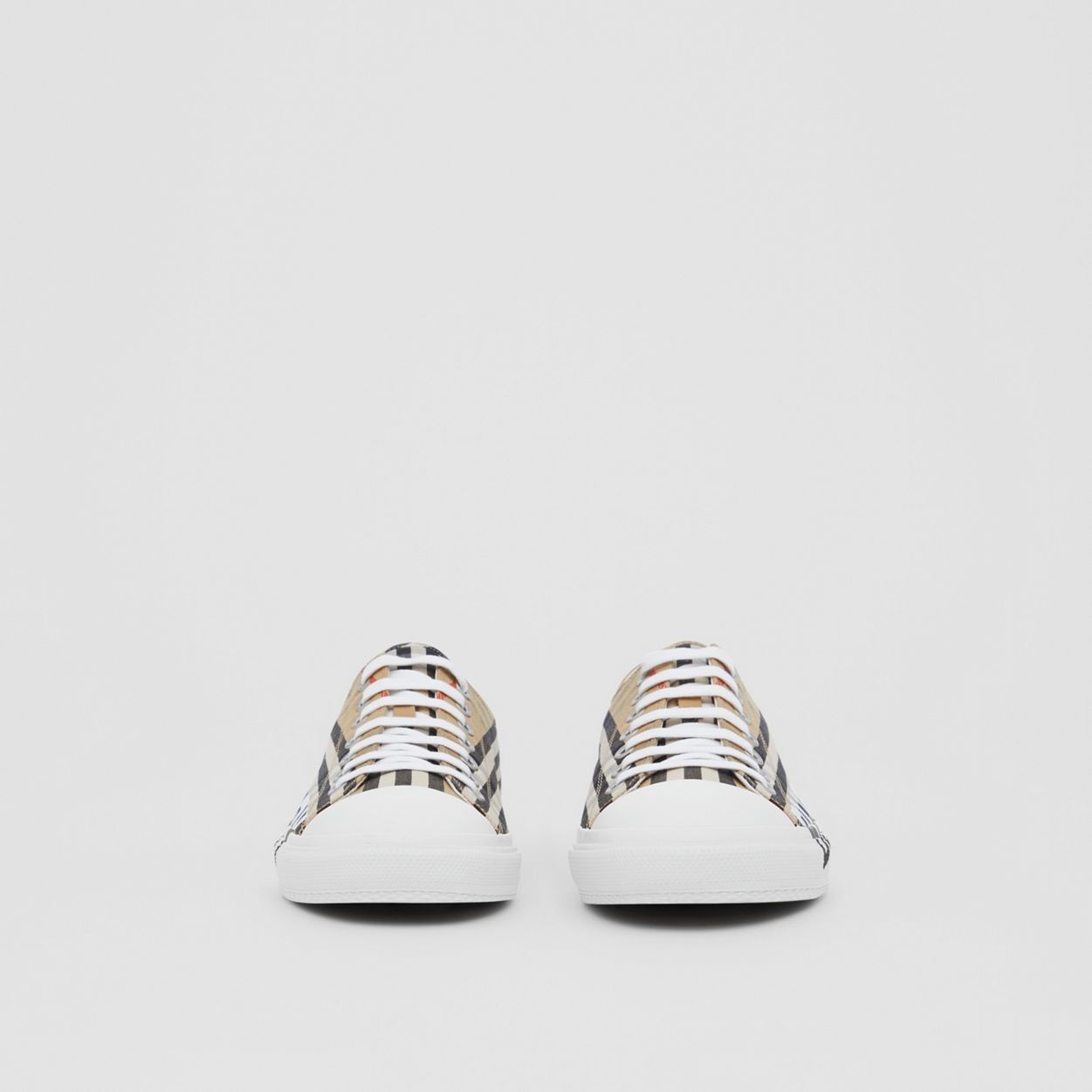 Logo Print Vintage Check Cotton Sneakers - 4