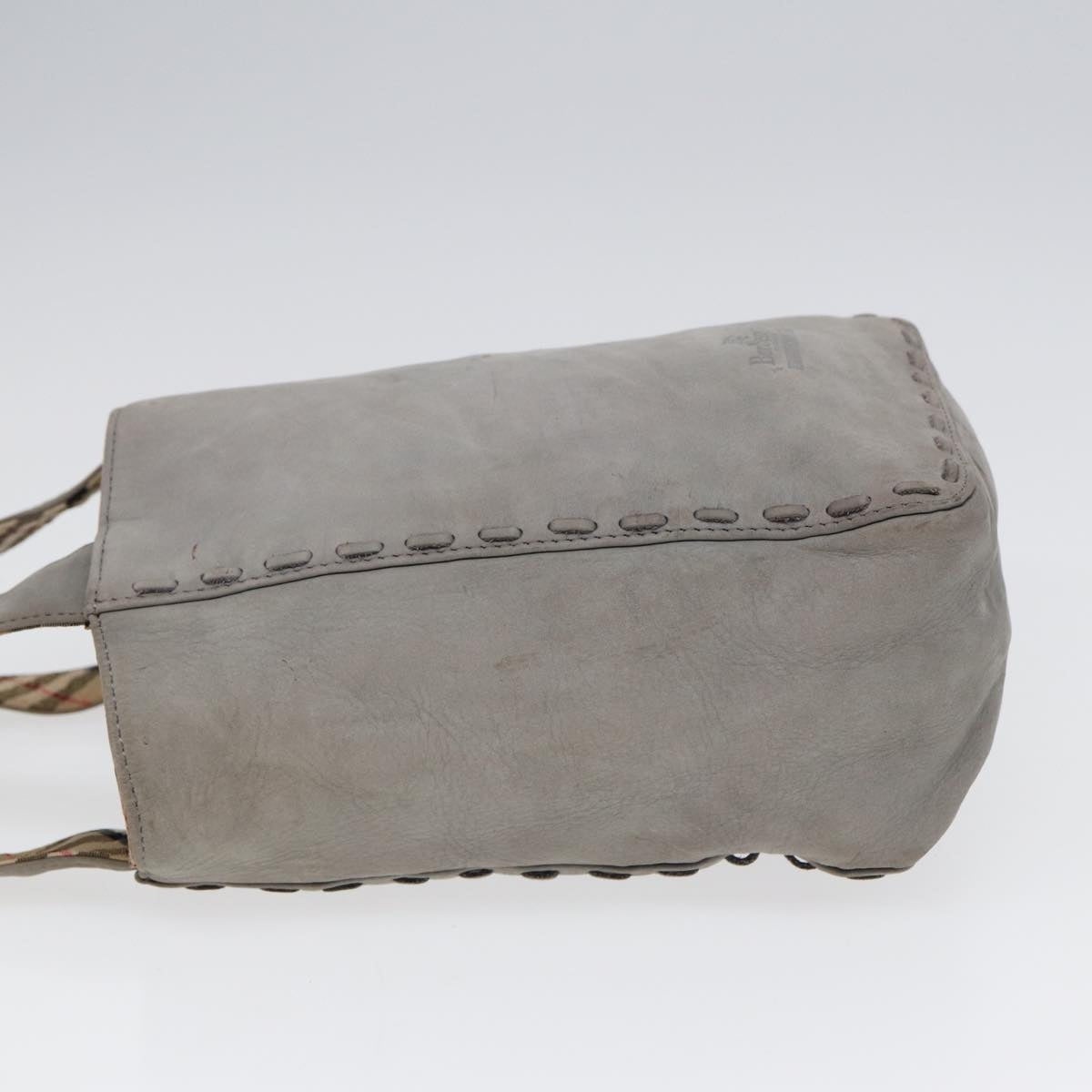 Burberry Hand Bag Leather Gray Silver - 4