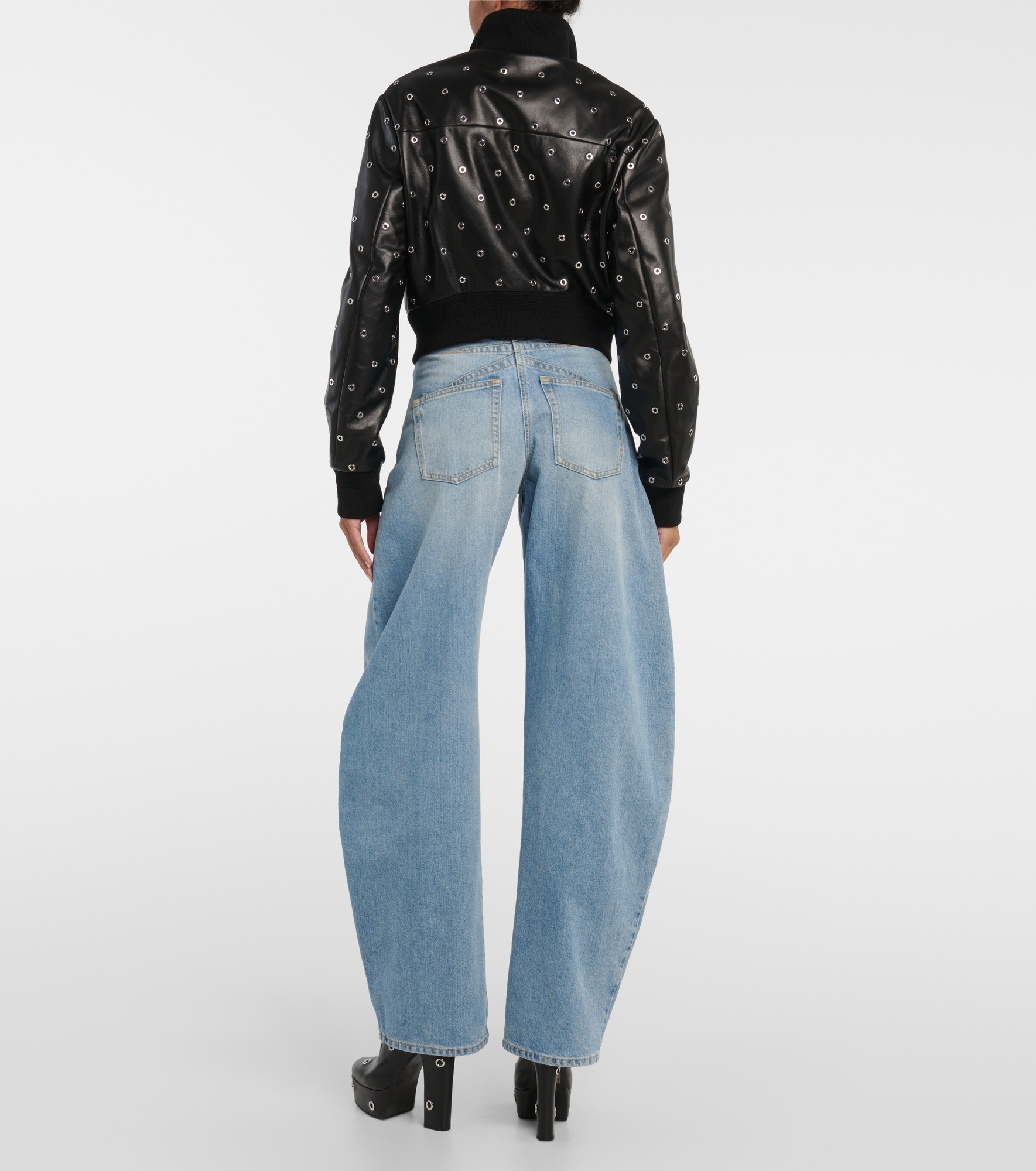 Studded leather bomber jacket - 3