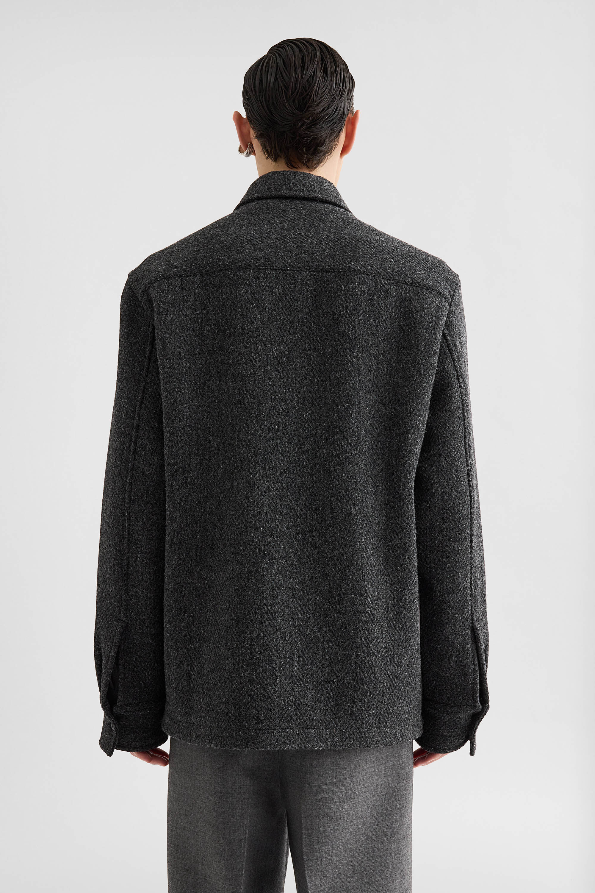 Wool Chevron Overshirt - 2