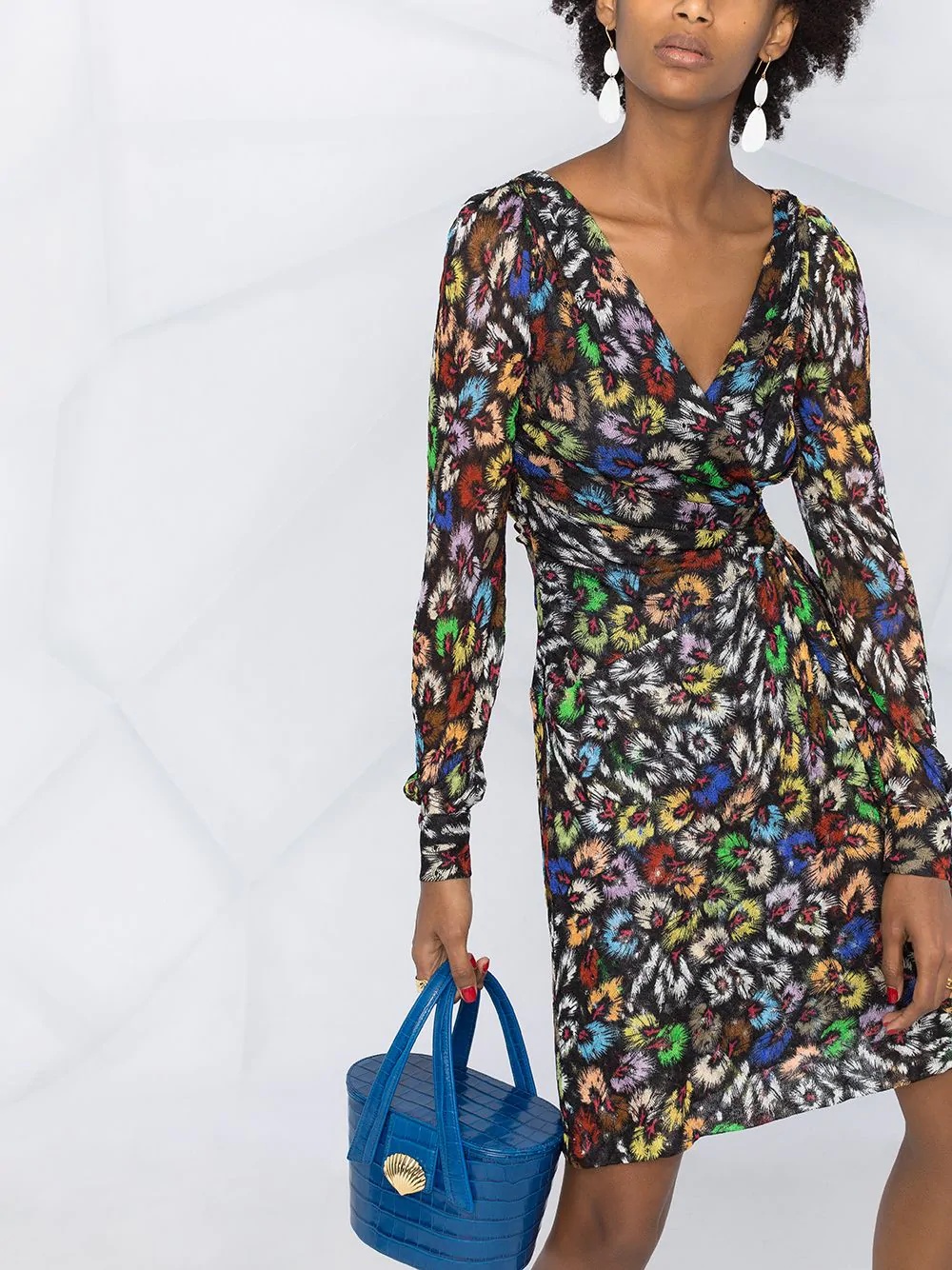 abstract-print wrap dress - 5