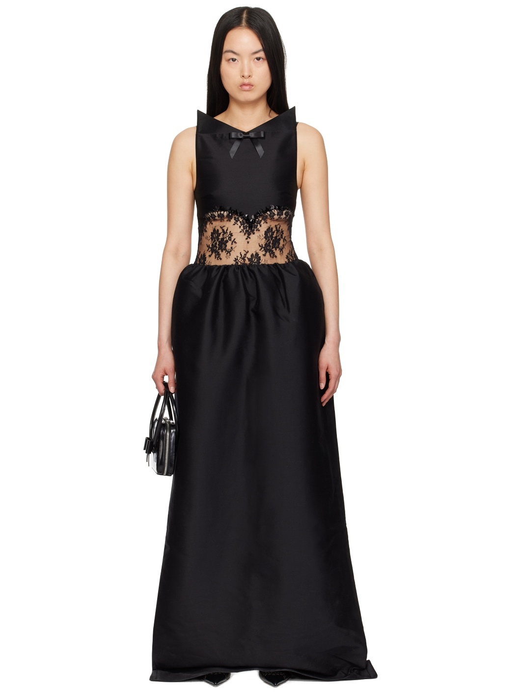 Black Paneled Maxi Dress - 1