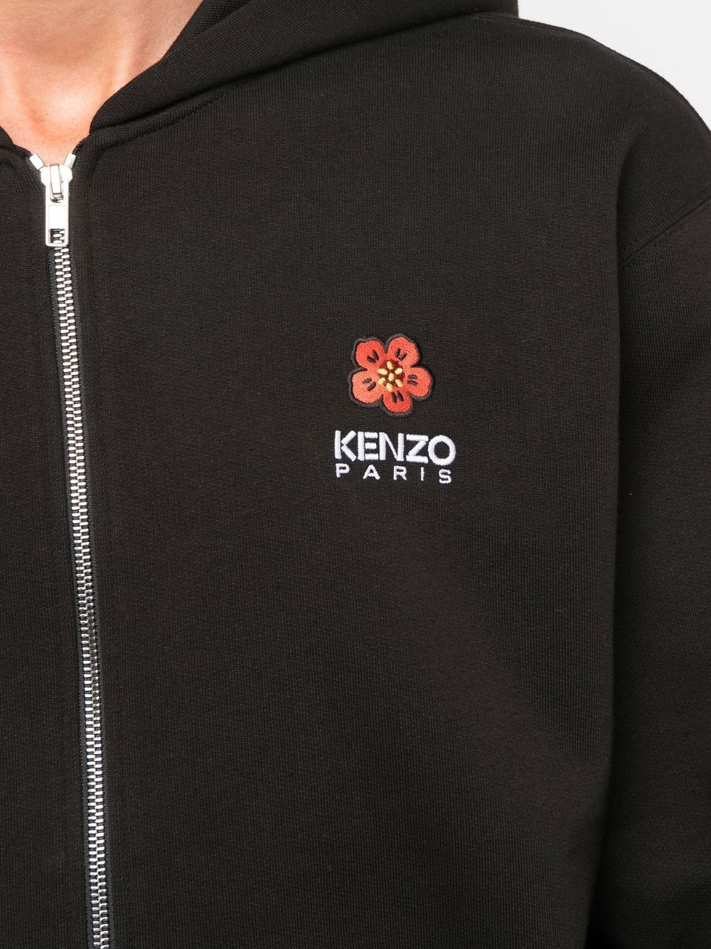 logo-embroidered zip-up hoodie - 5