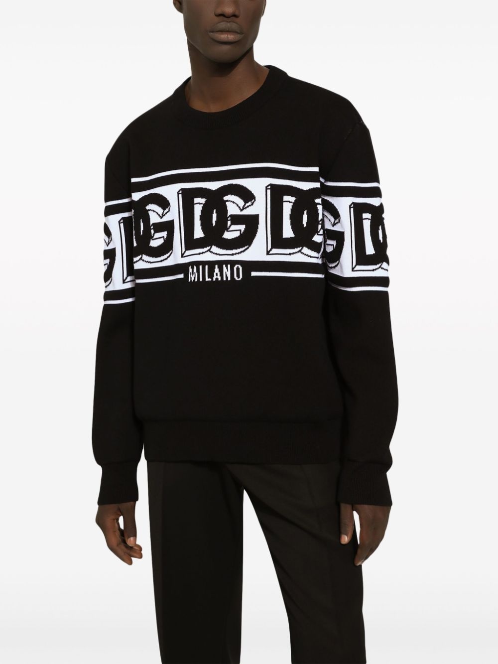 intarsia knit-logo crew-neck jumper - 5