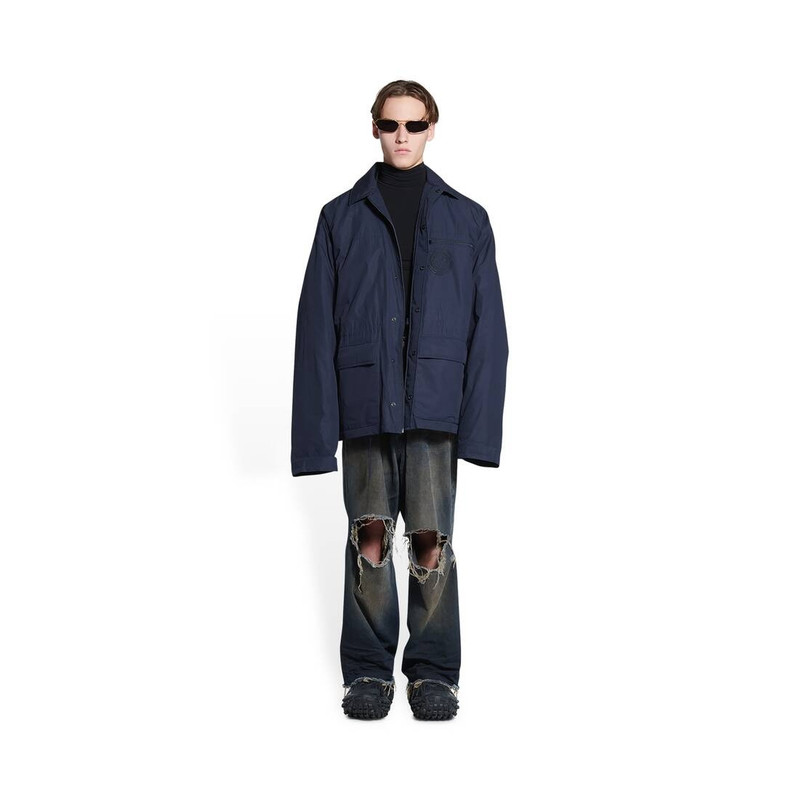 BALENCIAGA Men's Scissors Crest Parka With Removable Lining in Blue outlook